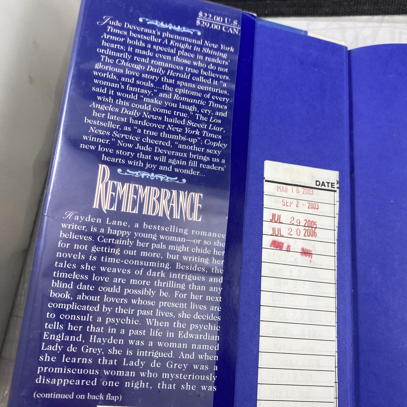 Jude Deveraux. Remembrance - First Printing 1994 - hardcover Ex Library