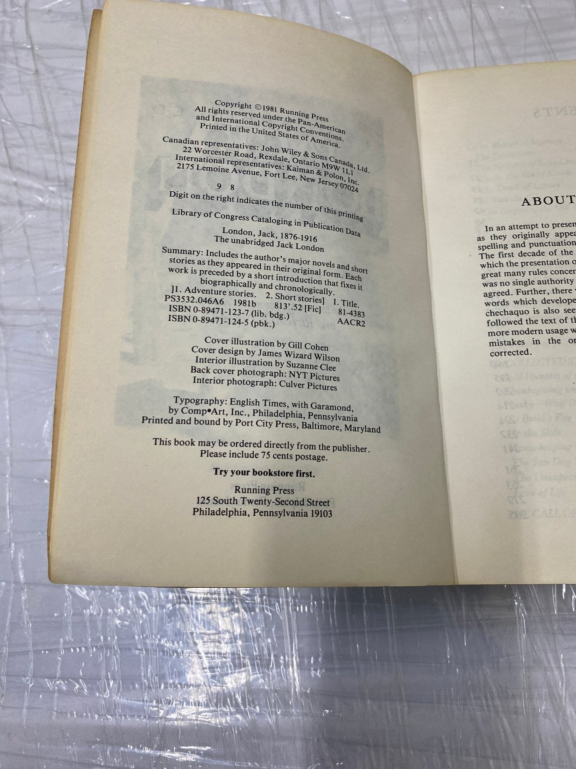 The Unabridged Jack London 1981 Running Press Illustrated Collection