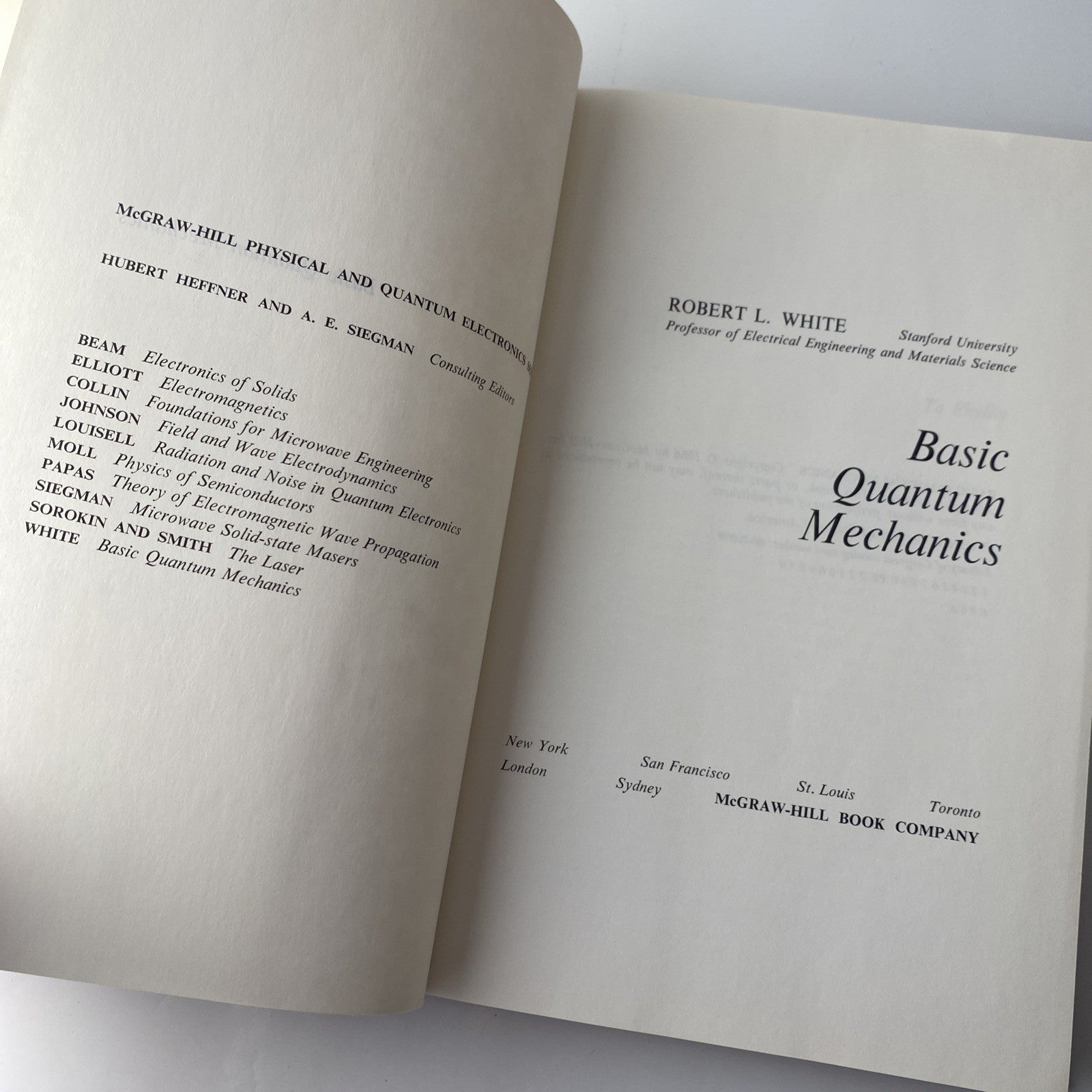 Basic Quantum Mechanics by Robert White 1966 Hardcover Book 