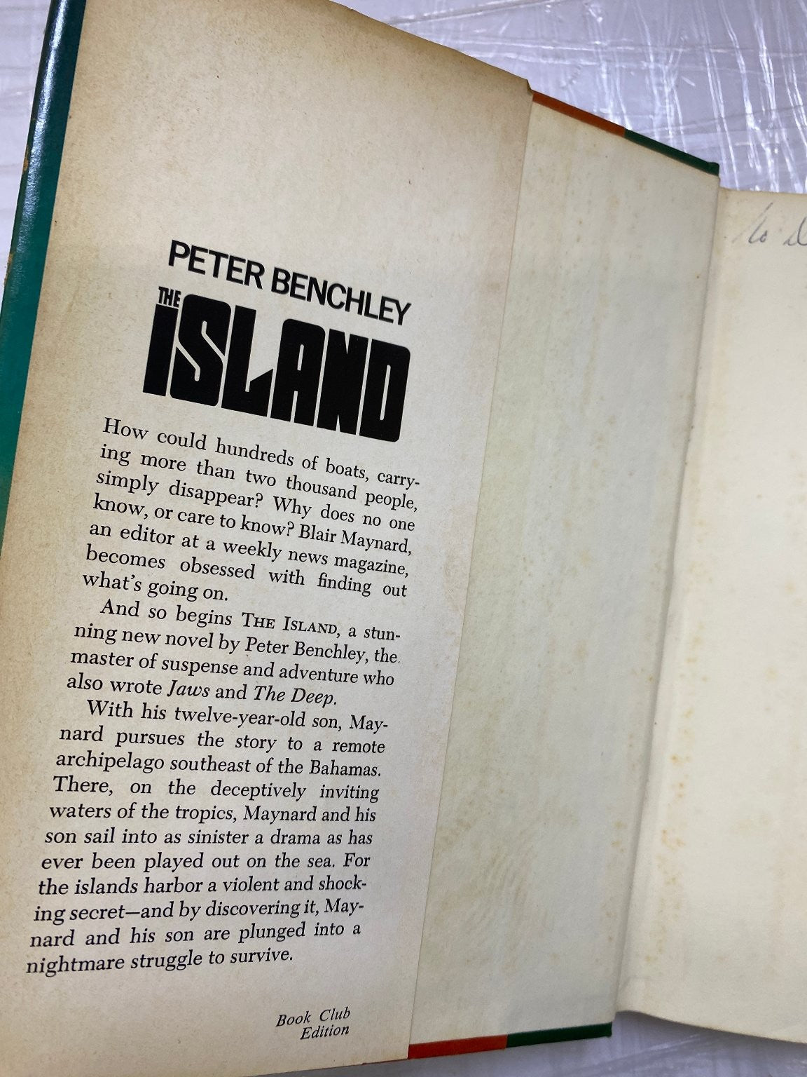The Island Peter Benchley 1979 Book Club Edition Thriller Doubleday