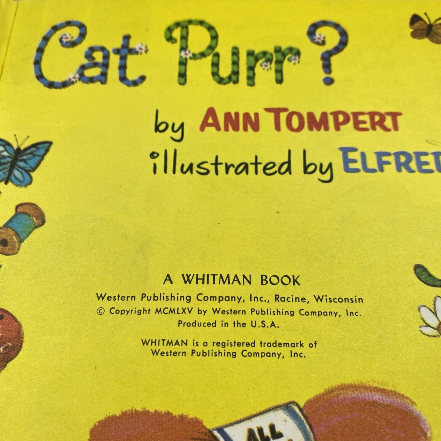 Tell-a-Tale Book “What Makes My Cat Purr?” 1965 Vintage 60s Kids Book Rare