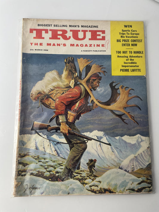 Vintage 1956 True The Man's Magazine March Adventure Hunting Fawcett Ads Softcov