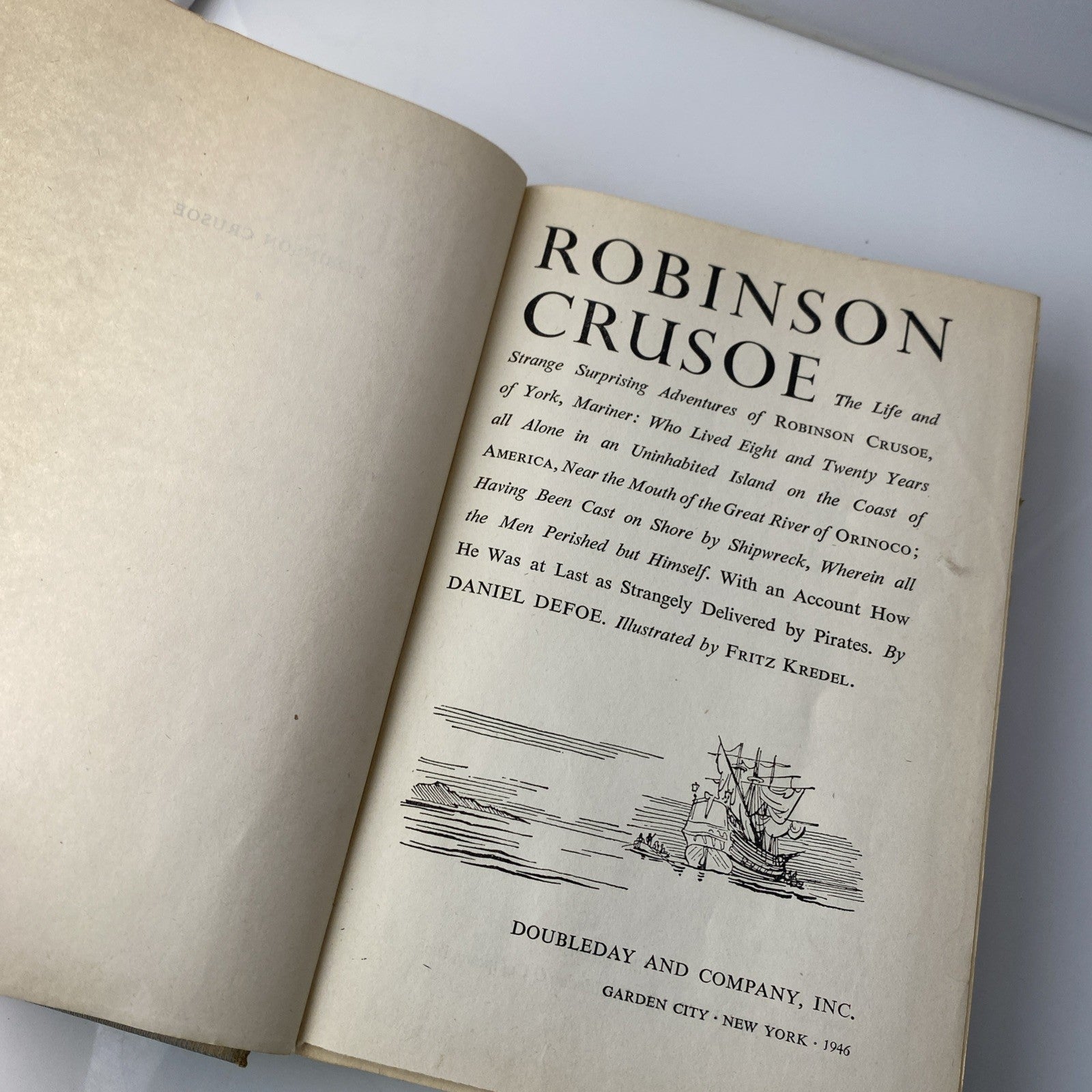 Robin Crusoe Daniel Defoe 1945 Doubleday & Company (ES-02) Historical Fiction