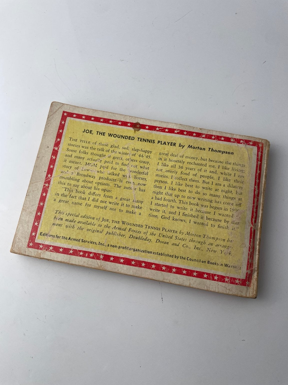 Joe The Wounded Tennis Player Morton Thompson 1945 Armed Services Edition
