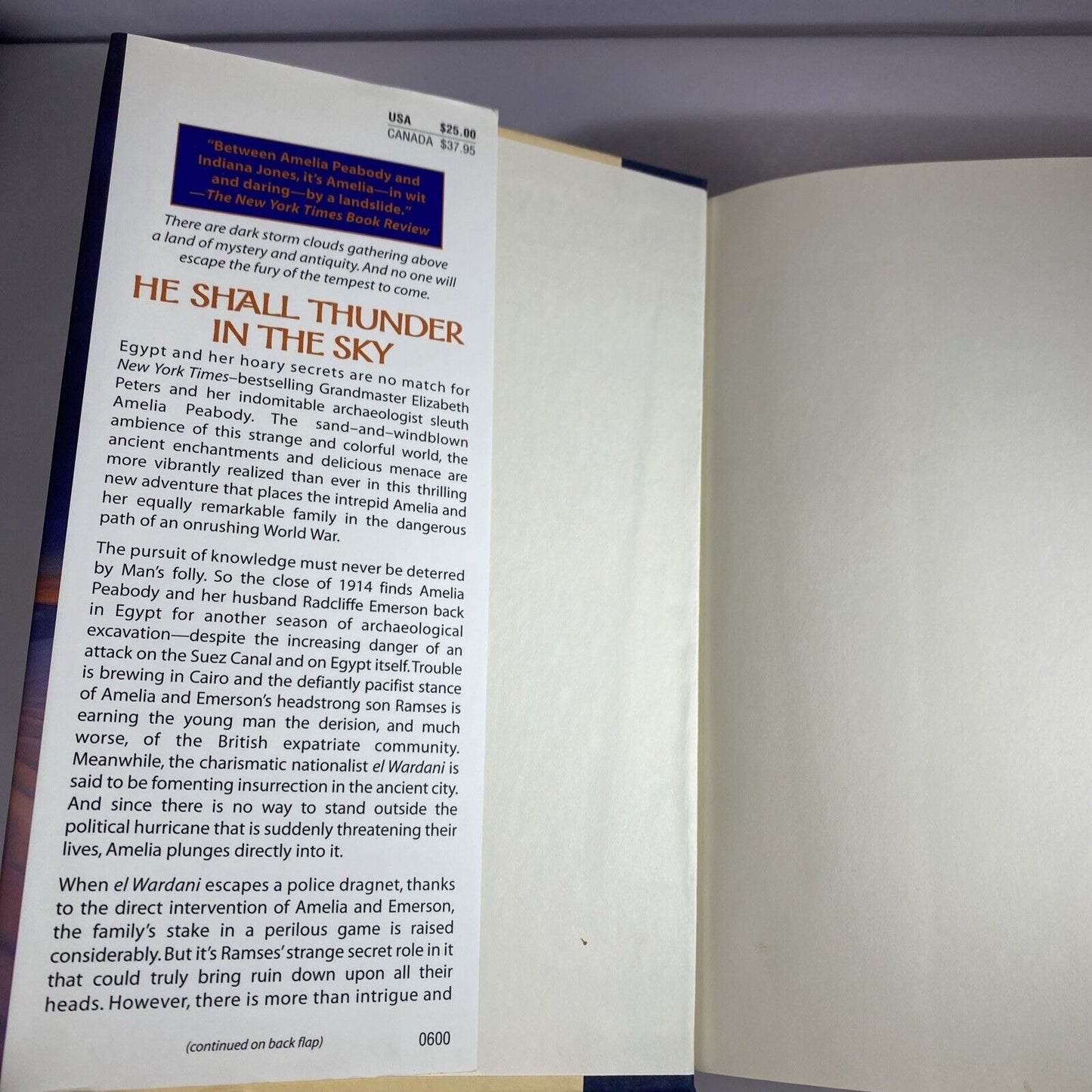 Elizabeth Peters. He Shall Thunder In The Sky  (Amelia Peabody #15) - hardcover
