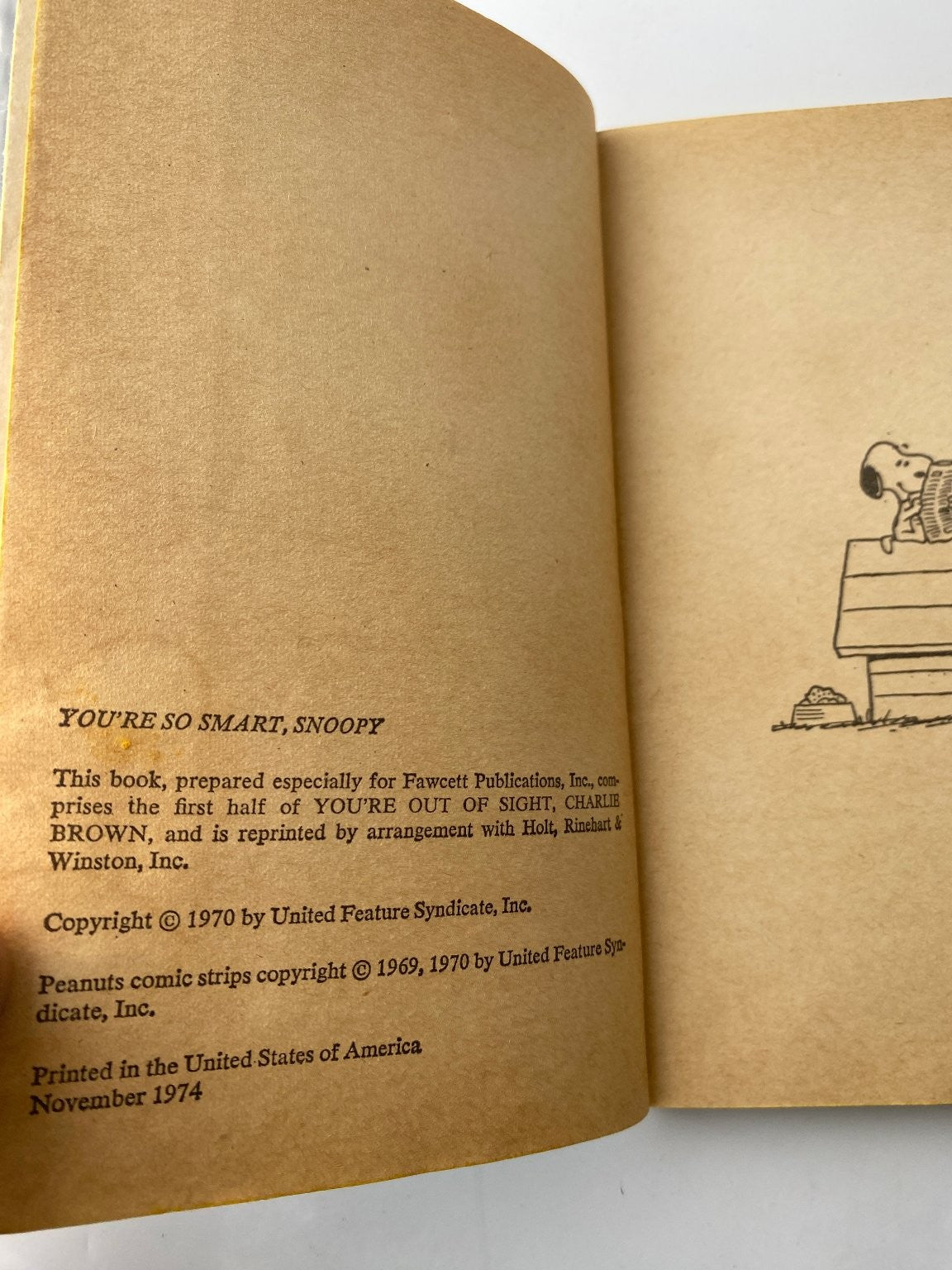 You're So Smart Snoopy by Charles M. Schulz 1974 Illustrated Cartoon