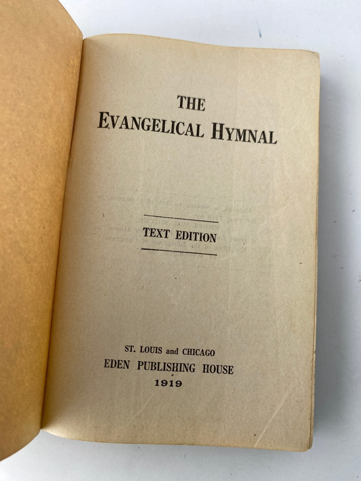 Evangelical Hymnal Text Edition 1919 Eden Publishing House Vintage Religion