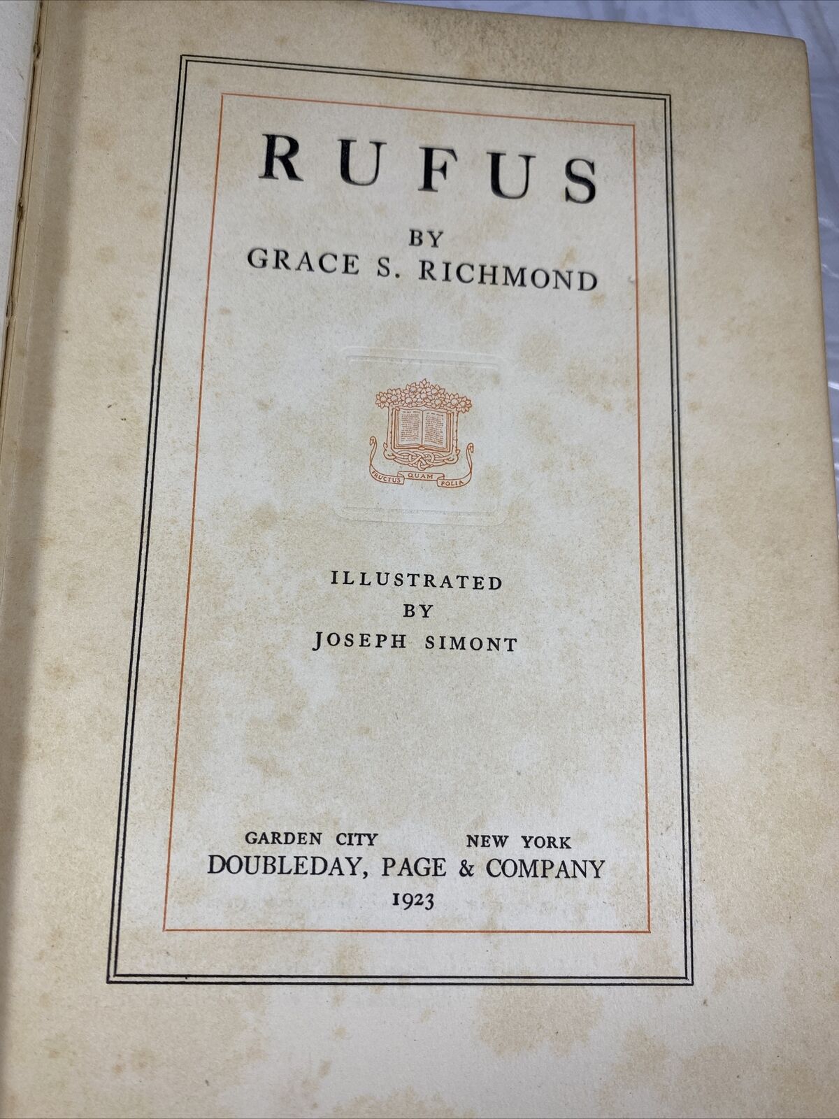 RUFUS by Grace S. Richmond ; illustrated by Simont 1920s Antique Novel 1st Ed