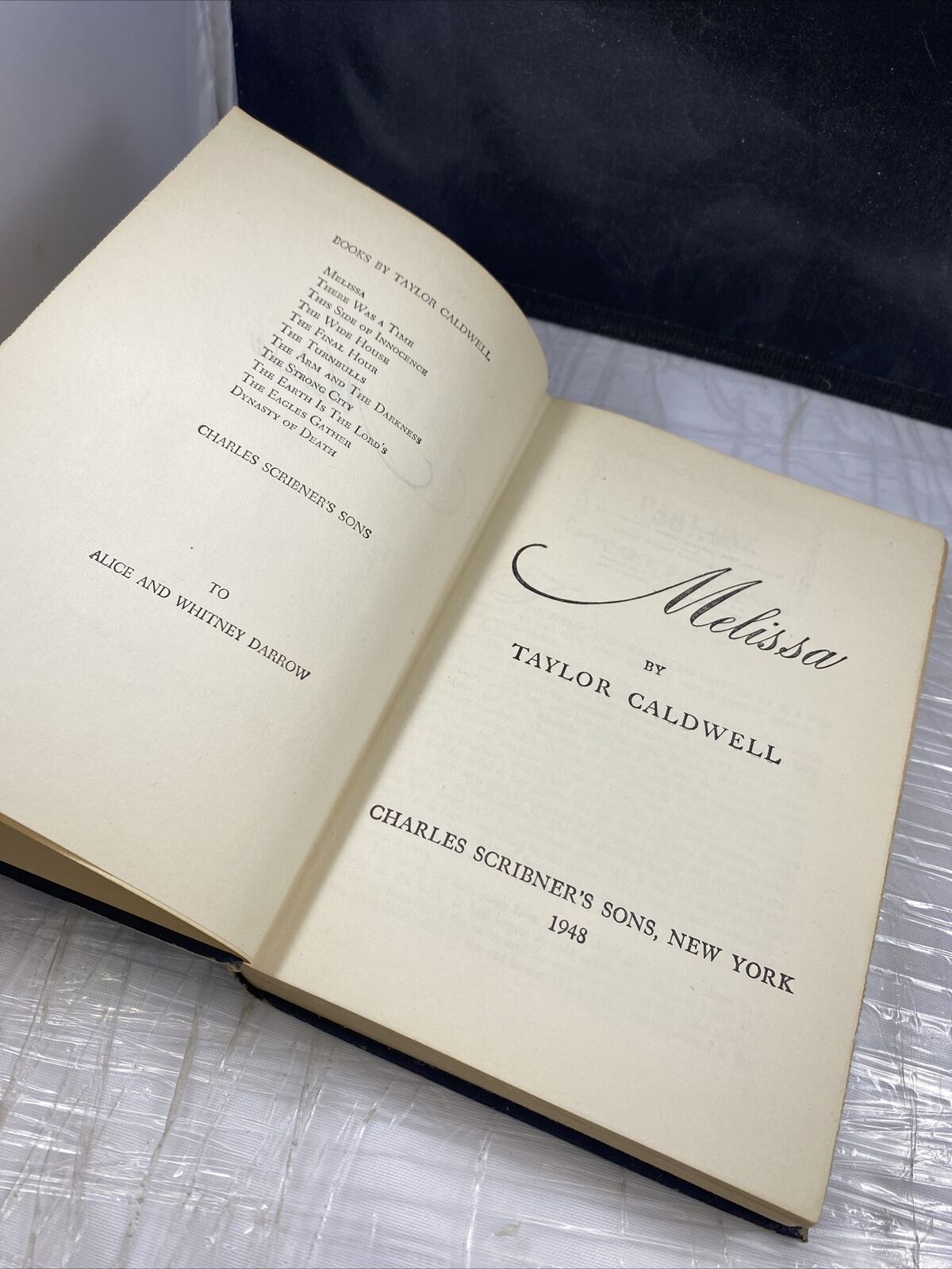 MELISSA by TAYLOR CALDWELL - 1948 first edition hardcover novel No DJ