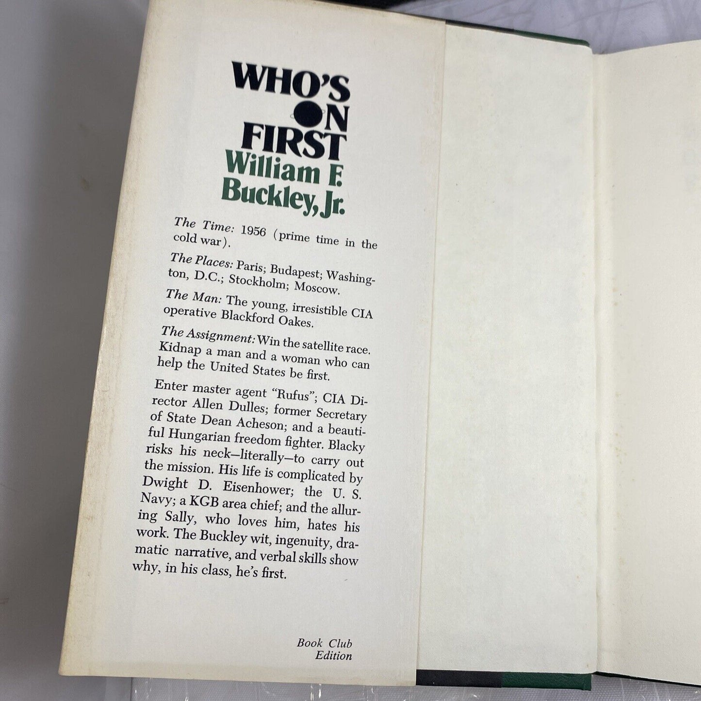 Who's on First by William F. Buckley, Jr. (1980, Book Club Edition)