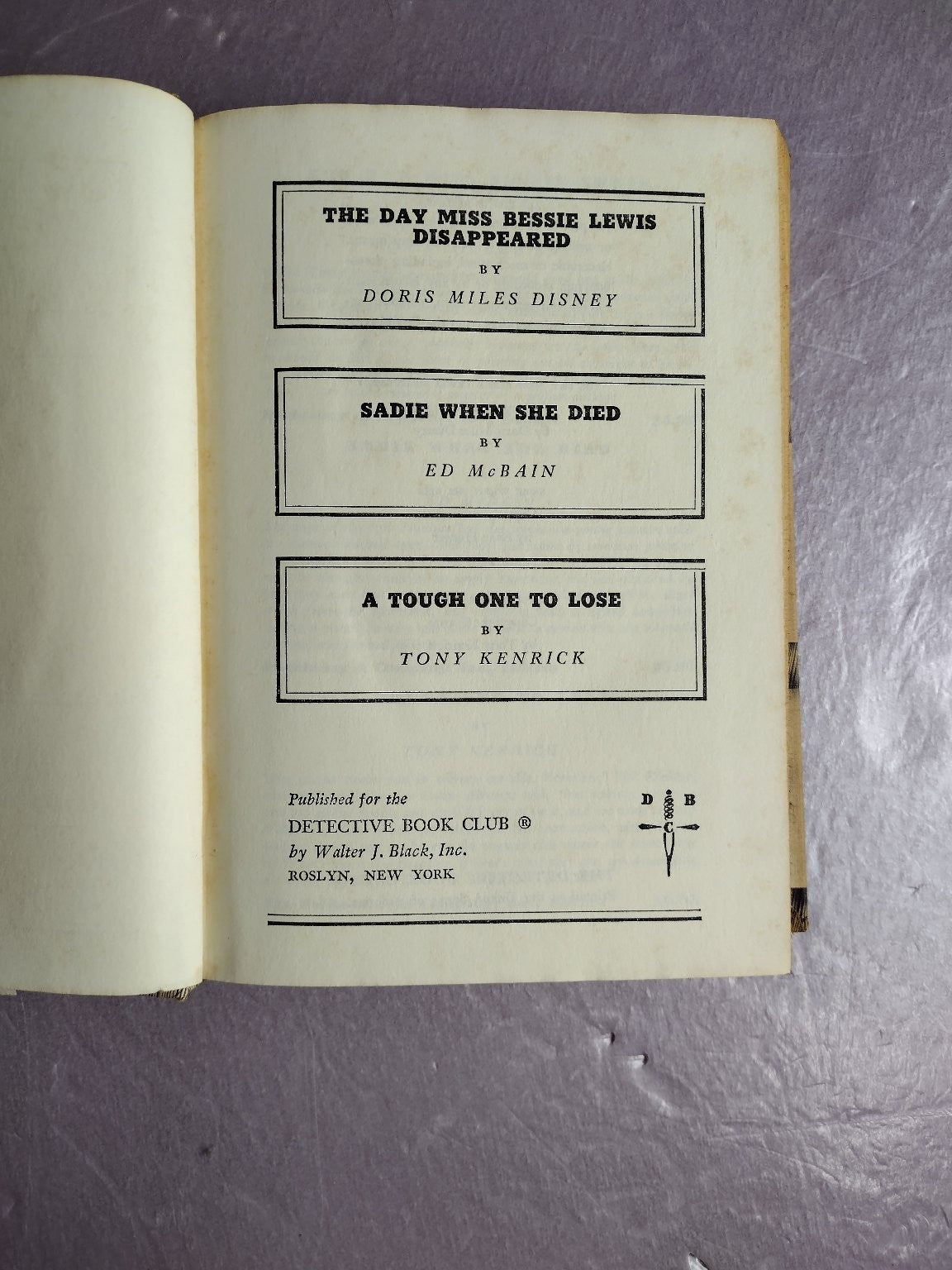 Detective Book Club 1972 3-in-1 Ed McBain Disney Kenrick Mystery Novel