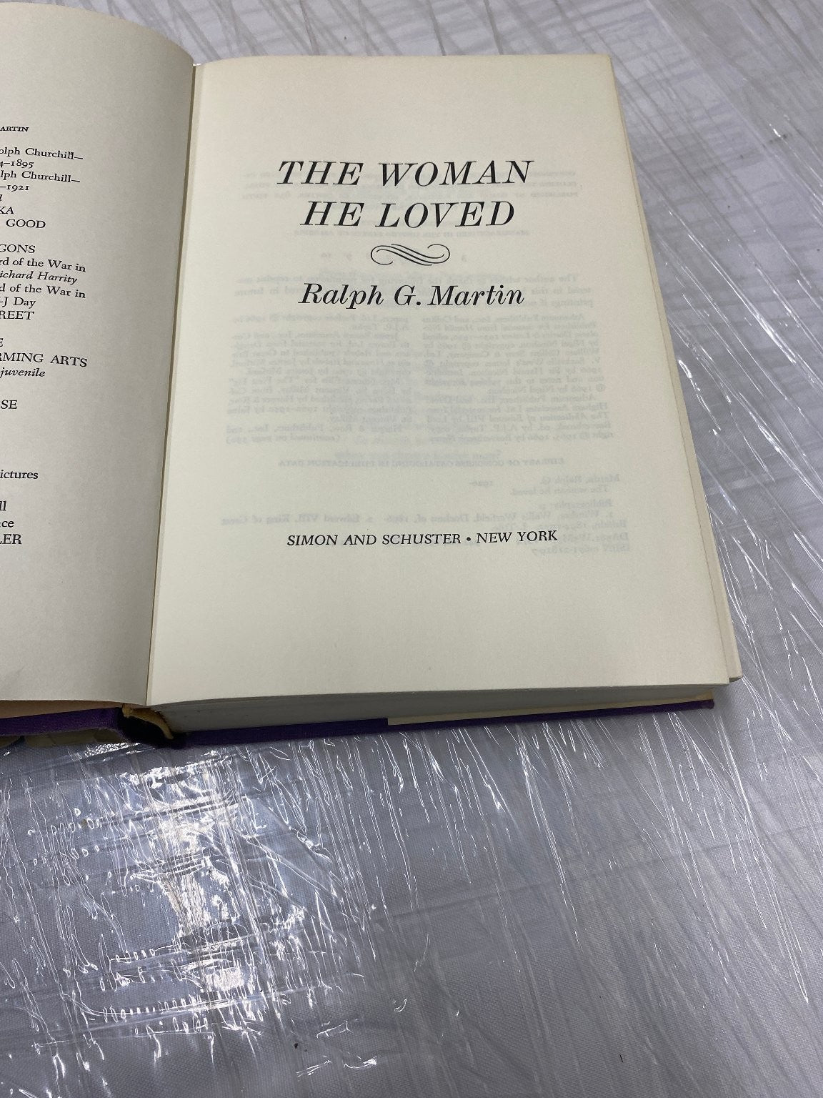 The Woman He Loved Ralph G. Martin 1974 First Edition Biography Simon Schuster