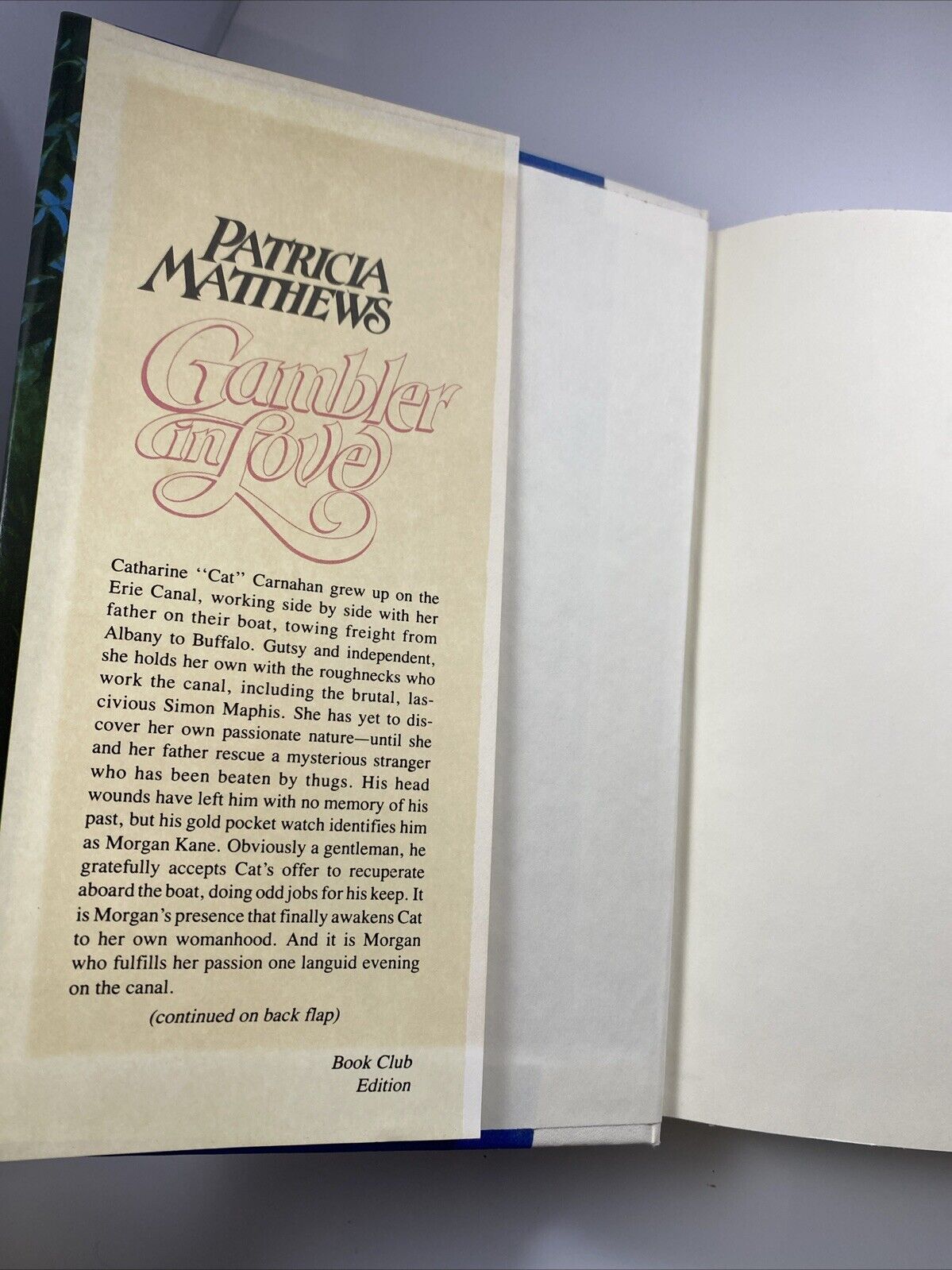 Gambler in Love Hardcover By Patricia Matthews 1985 book club edition hardcover 