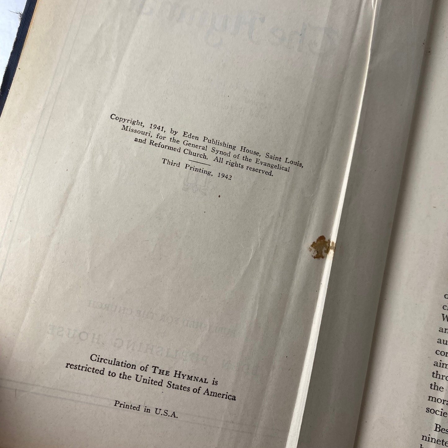 The Hymnal 1941 Third Printing Evangelical Reformed Church Eden Publishing