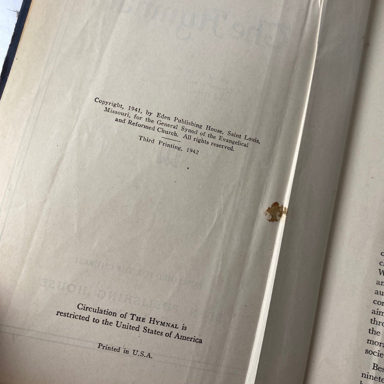 The Hymnal 1941 Third Printing Evangelical Reformed Church Eden Publishing