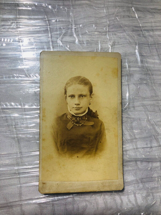 Circa 1886 Cabinet Card of a Woman with Costume Jewelry St. Louis MO Photobooth