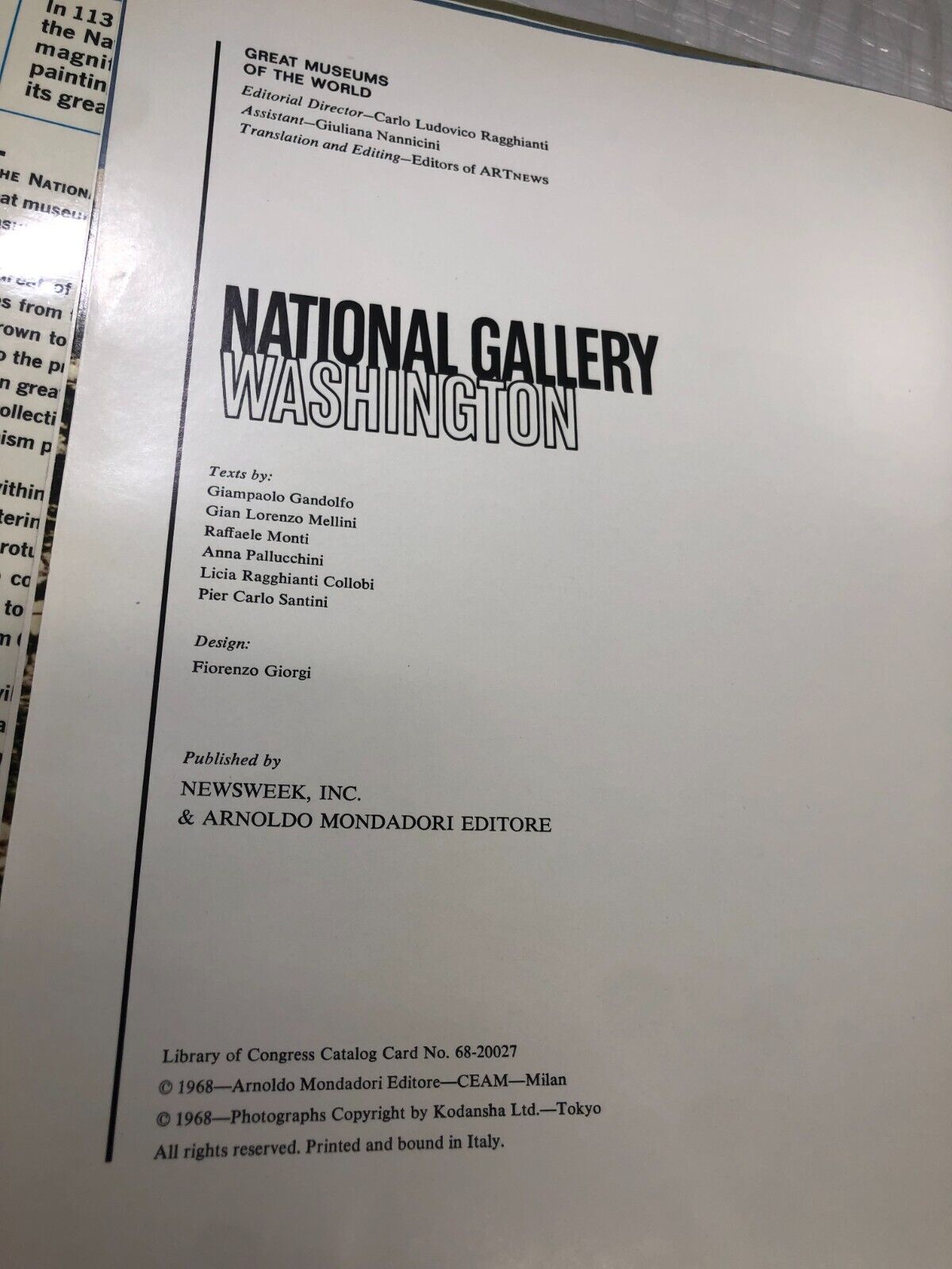 Newsweek National Gallery Washington D.C. Great ART Museums of the World 1968 HC