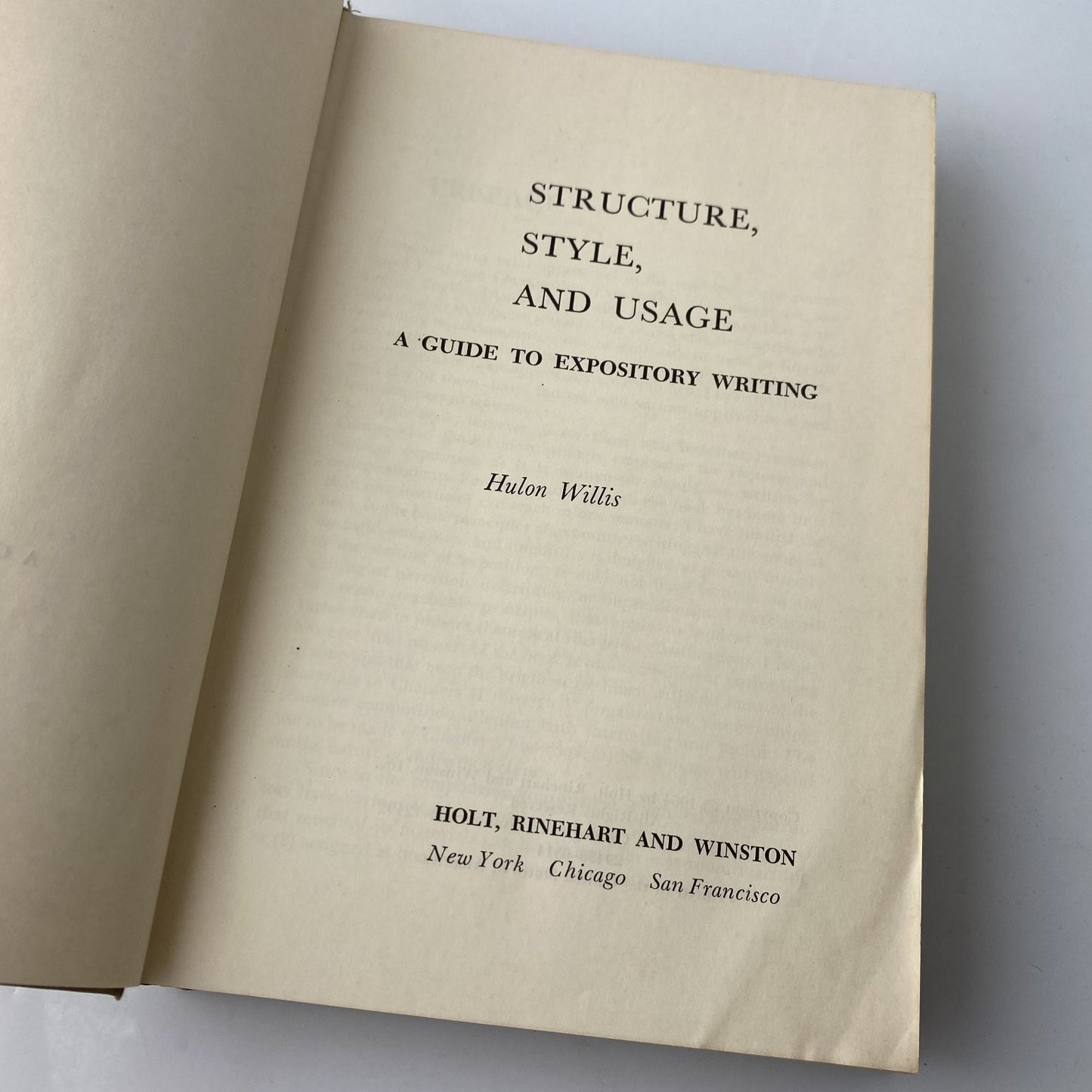 Structure Style Usage Hulon Willis 1964 Guide to Expository Writing Holt