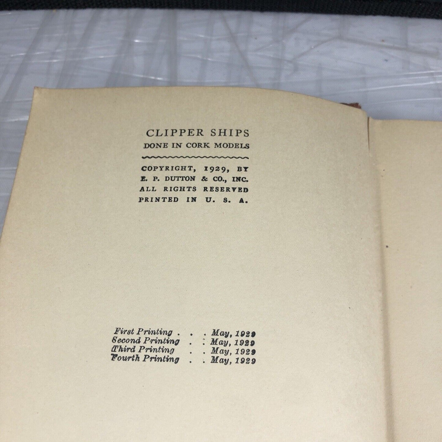 CLIPPER SHIPS DONE IN CORK MODELS (1929) By Peter Adams HC Book in Good Cond.