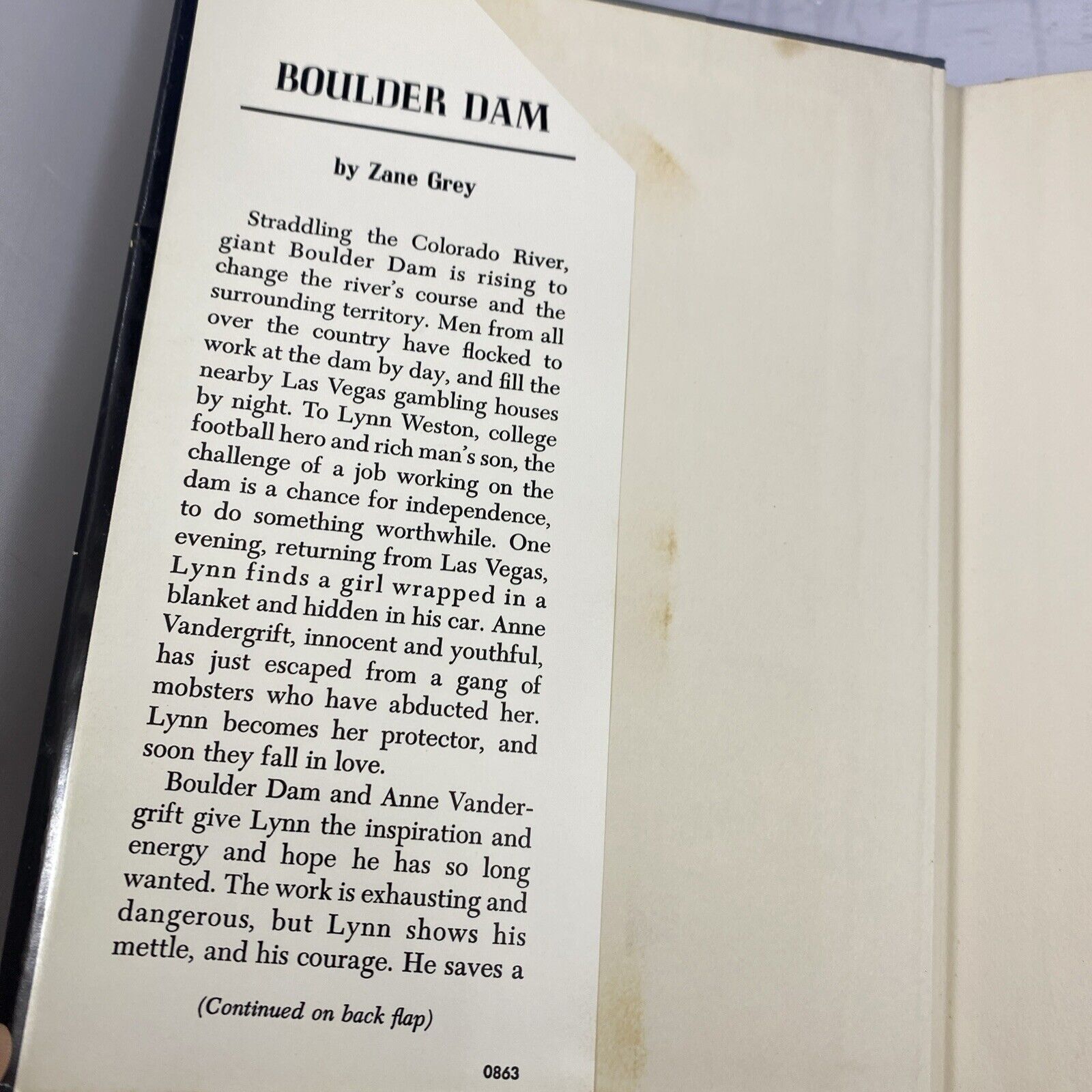 Zane Grey: Boulder Dam 1963 1st Edition Western Americana Novel Vintage DJ