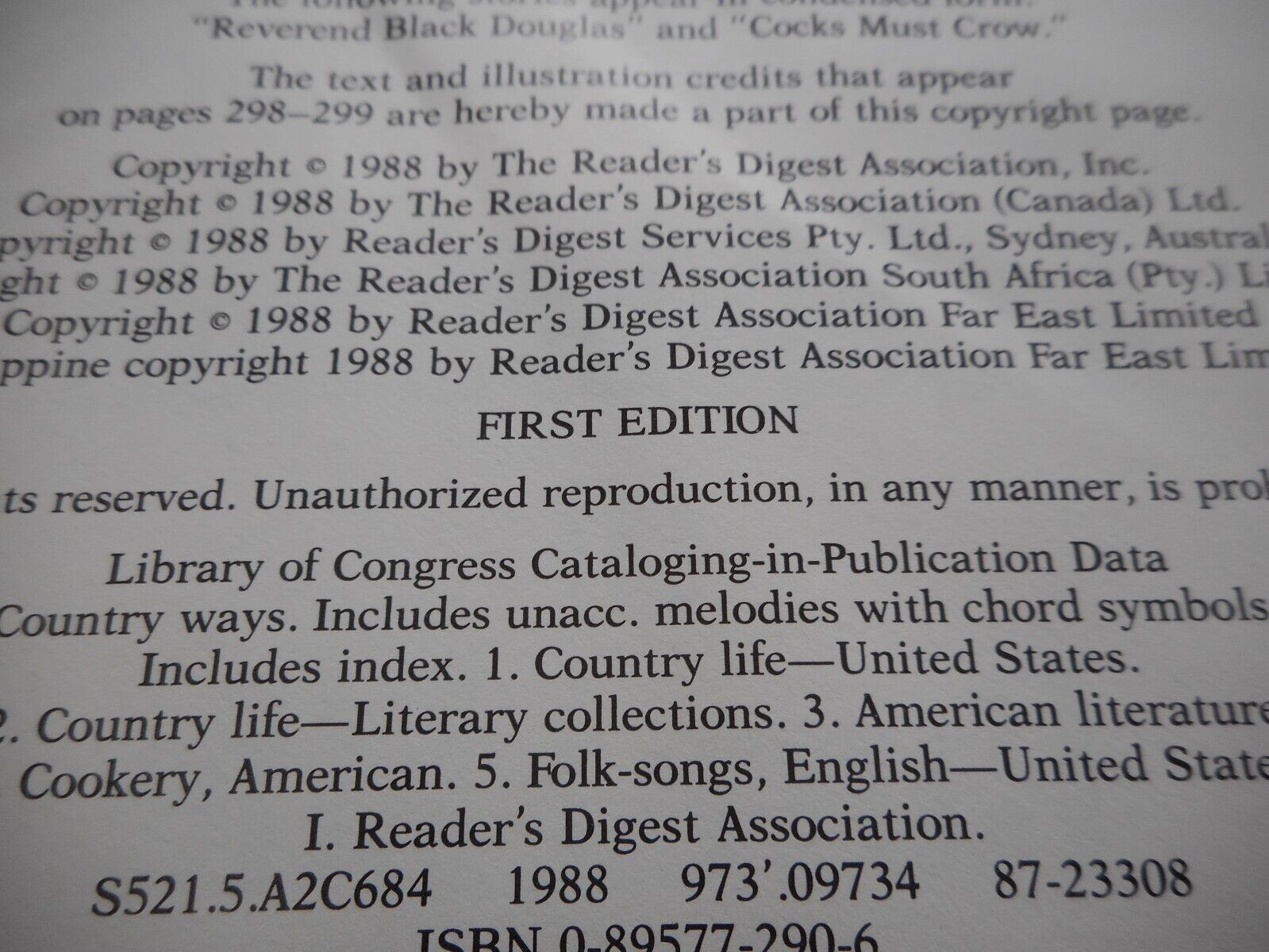 Reader's Digest Country Ways: A celebration of Rural Life 1988 First Edition
