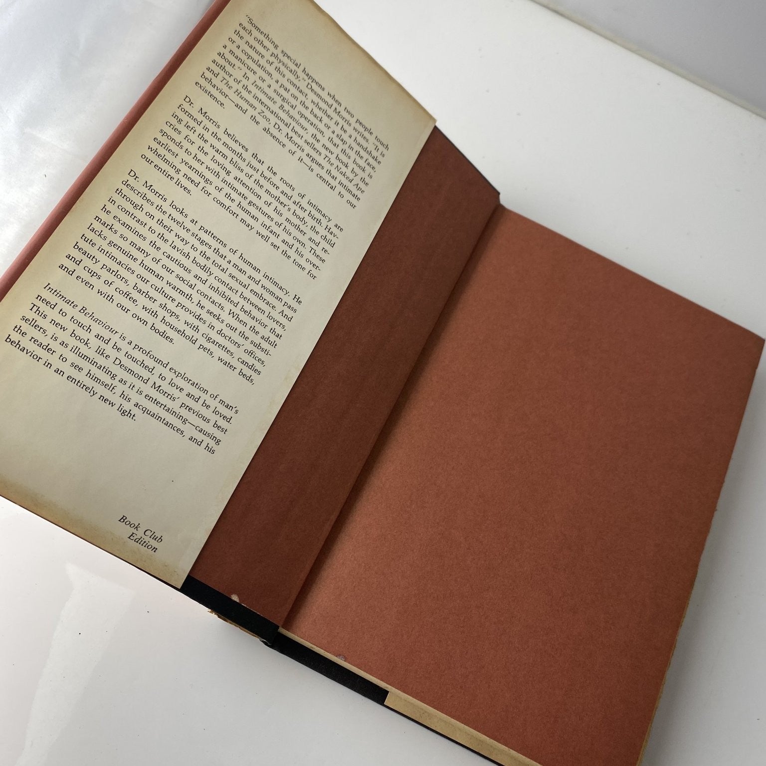 Intimate Behaviour Desmond Morris 1971 Book Club Edition Psychology Random House