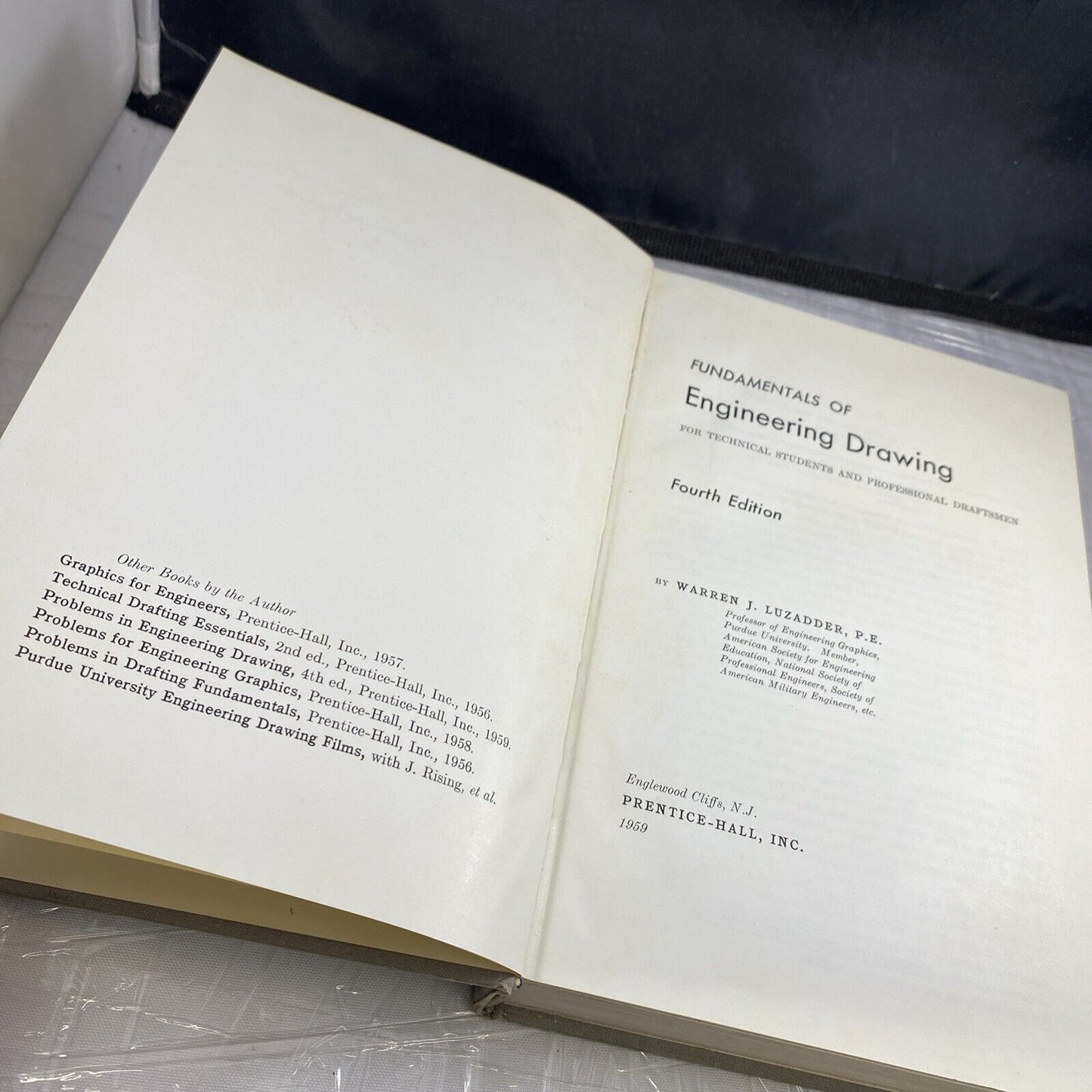 Fundamentals Of Engineering Drawing Warren Luzadder 4th 1950s Textbook Gray Rare
