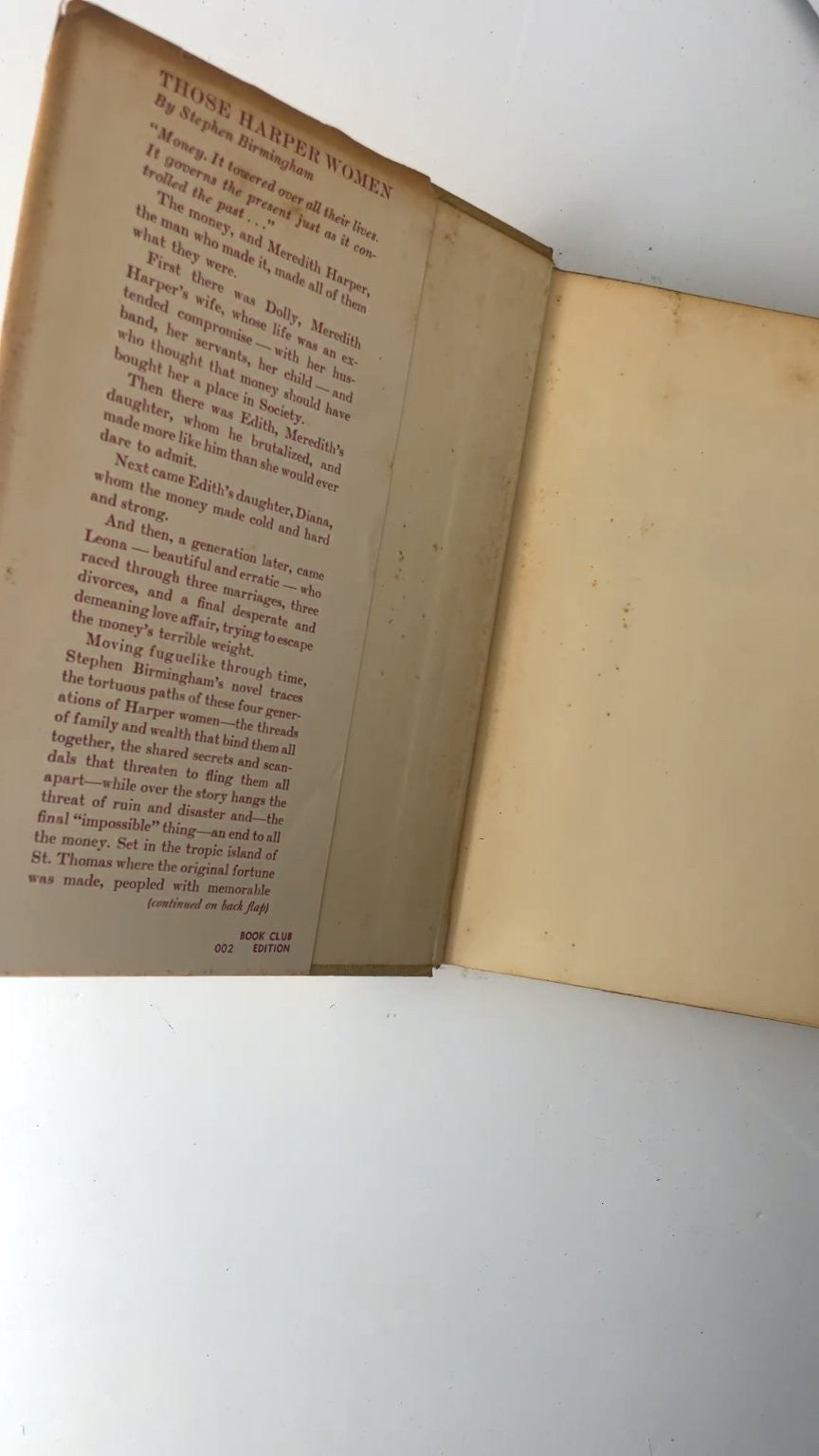 Those Harper Women Stephen Birmingham 1964 1st Edition McGraw-Hill