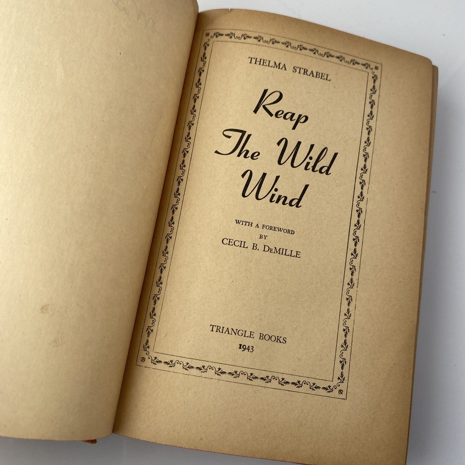 Vintage Novel 1940s Reap the Wild Wind 1943 Thelma Strabel Hardcover Vintage