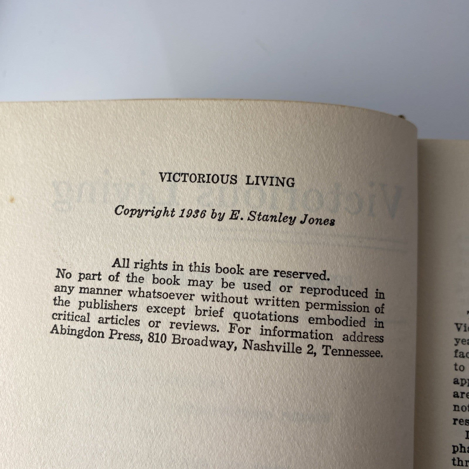 Victorious Living - 1930s Self Help Christian Hardcover by E. Stanley Jones