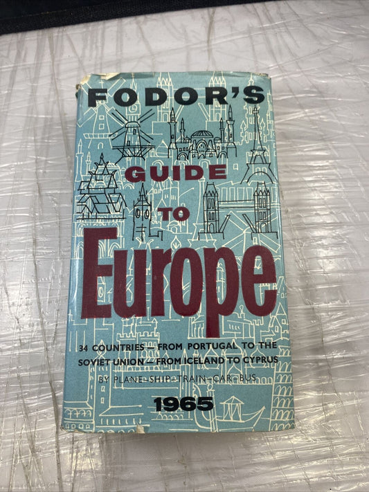 Vintage Fodor’s Guide To Europe Vintage 60s Travel Book W Map! Map 34 Countries