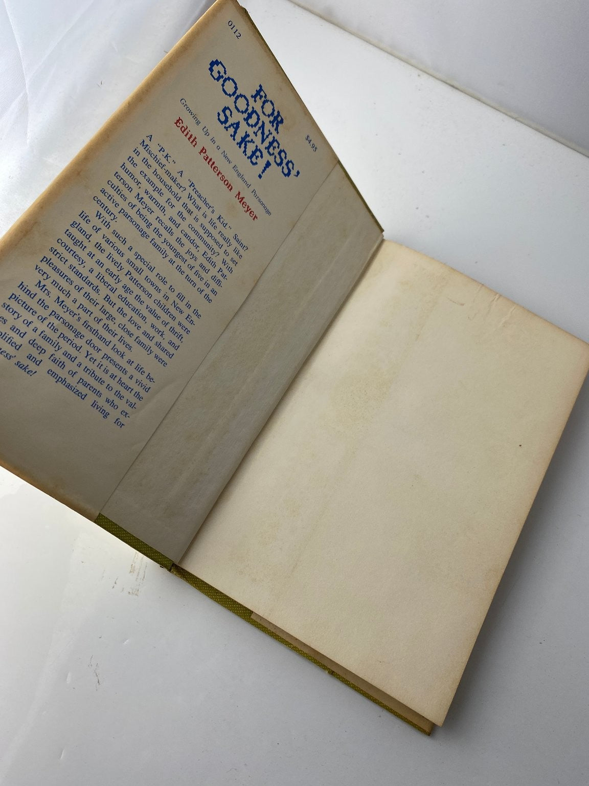 For Goodness' Sake! Edith Patterson Meyer 1973 Autobiography Abingdon