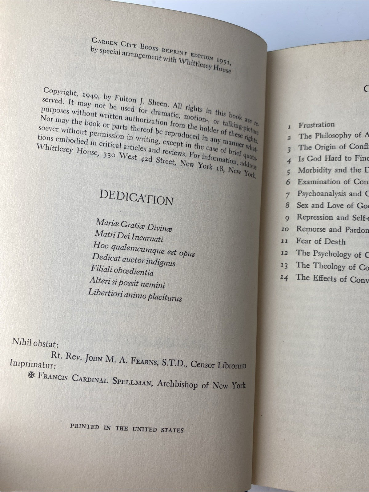 Fulton J. Sheen Peace of Soul Original 1951 Edition HC