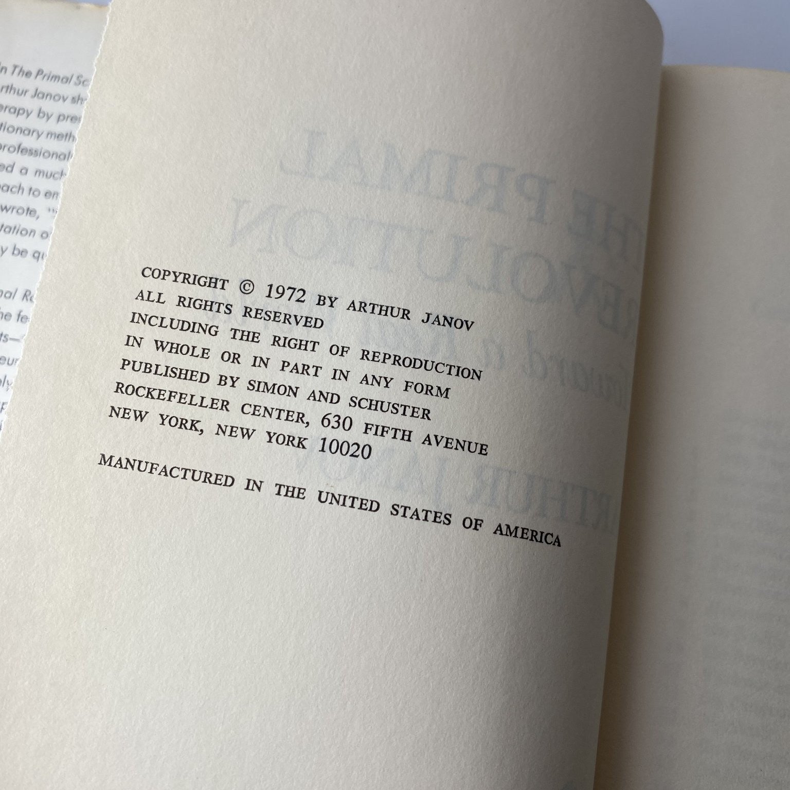 The Primal Revolution Arthur Janov 1972 Book Club Edition Psychology