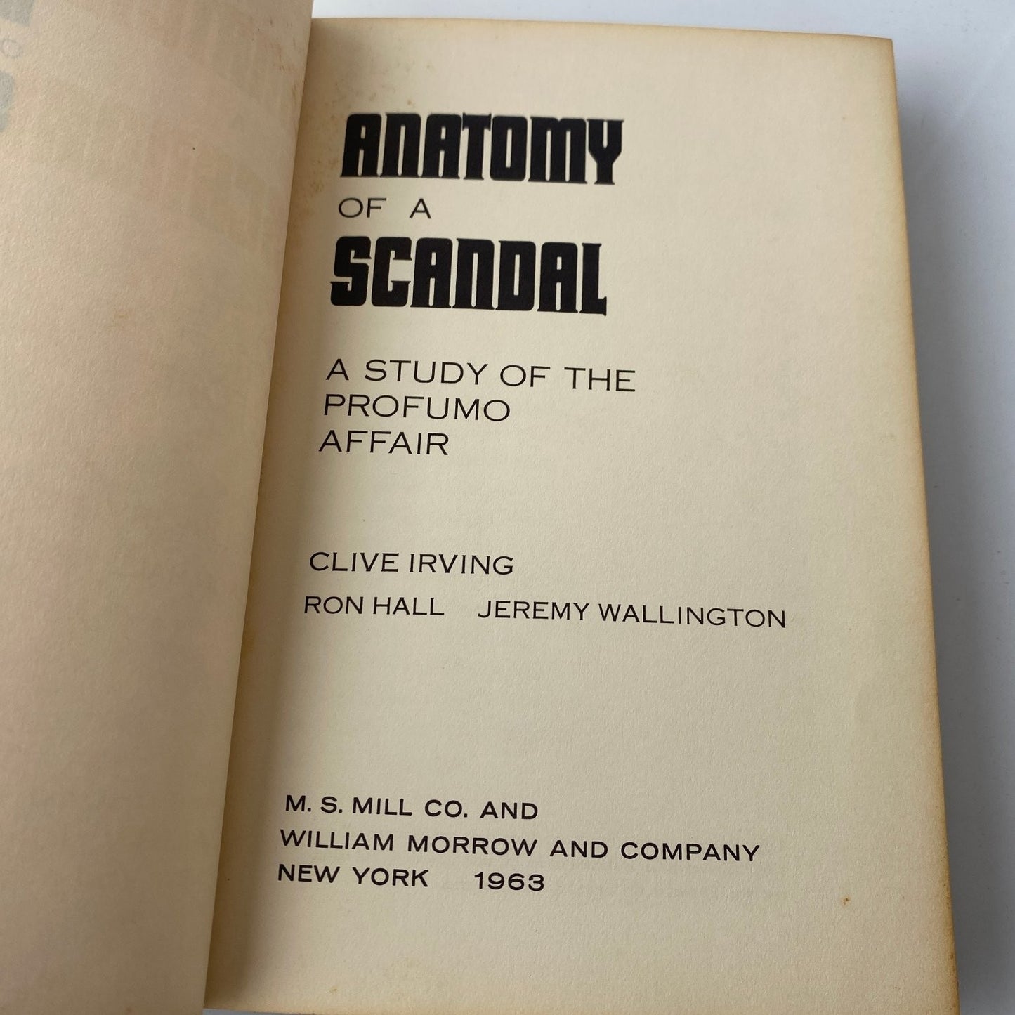Anatomy of a Scandal Irving 1963 First Edition Profumo Affair History rare book