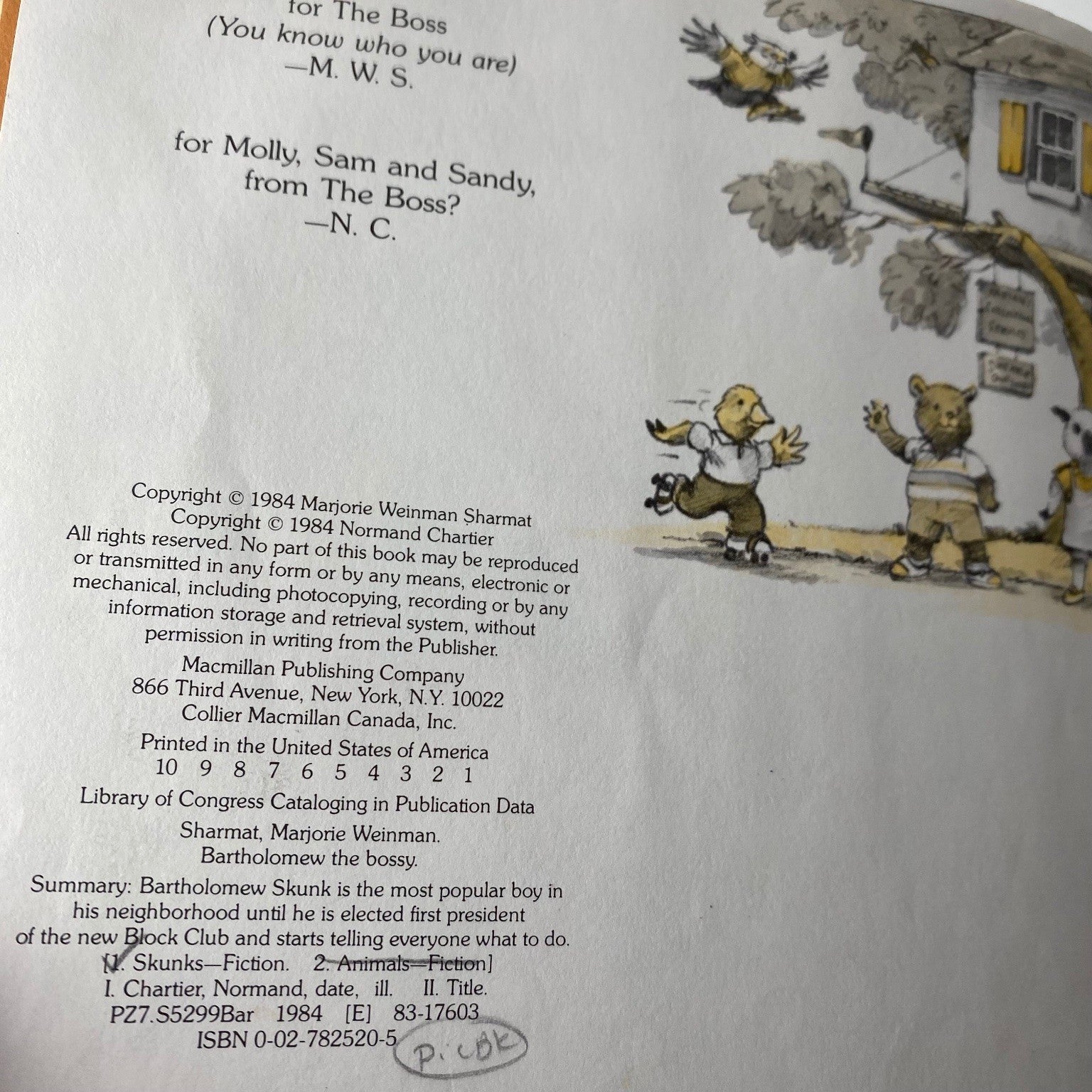 Vintage Kids book 1st print Bartholomew The Bossy Marjorie Weinman Sharmat 1984