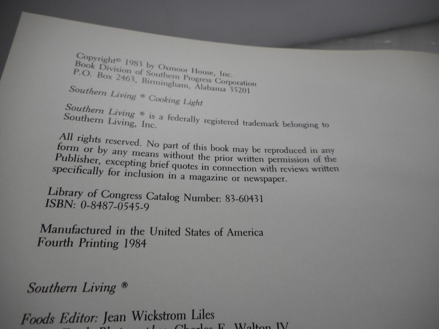 Homestyle Southern Living Cooking Light Susan M McIntosh Hardcover 1984 Oxmoor