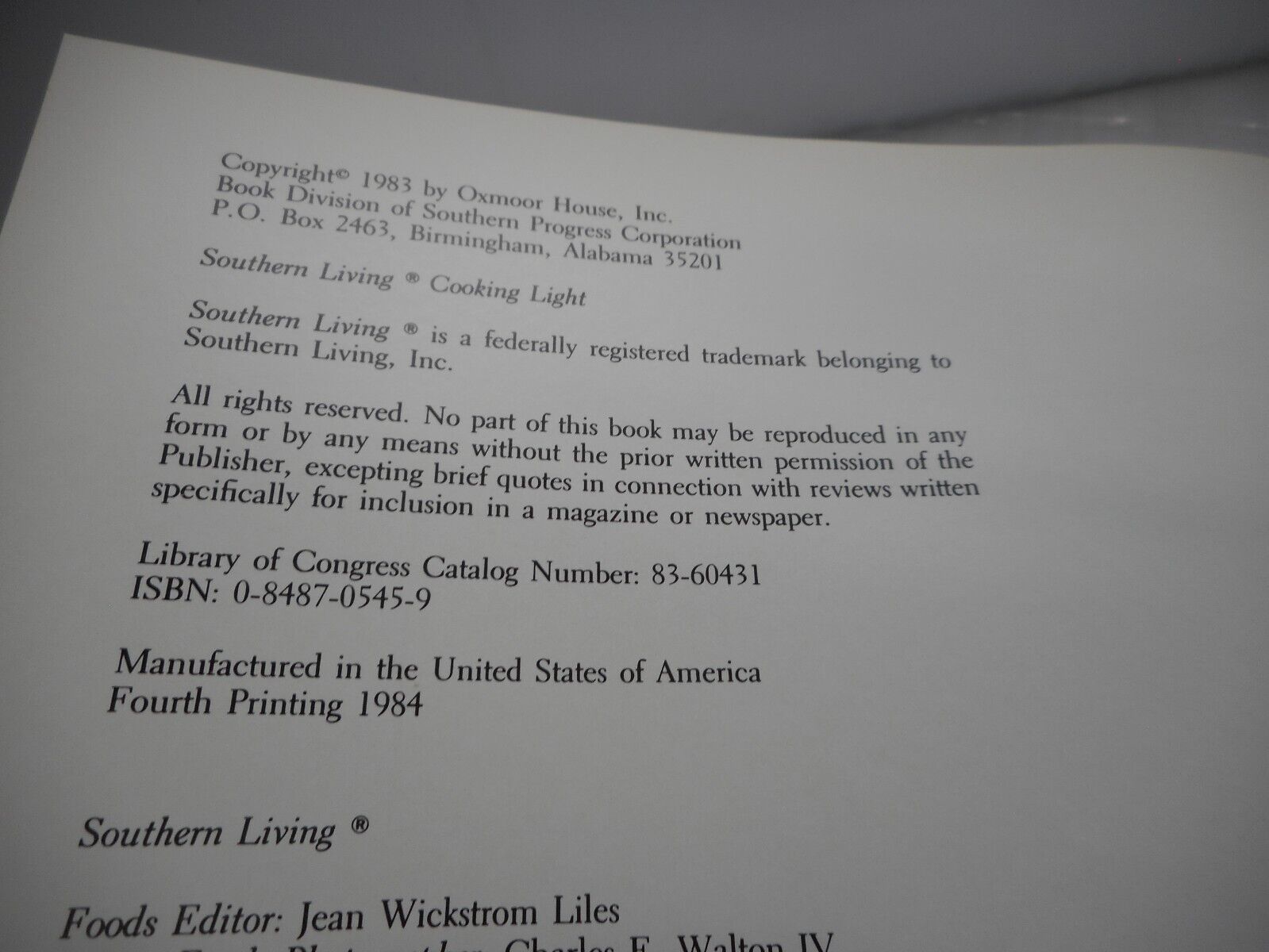 Homestyle Southern Living Cooking Light Susan M McIntosh Hardcover 1984 Oxmoor