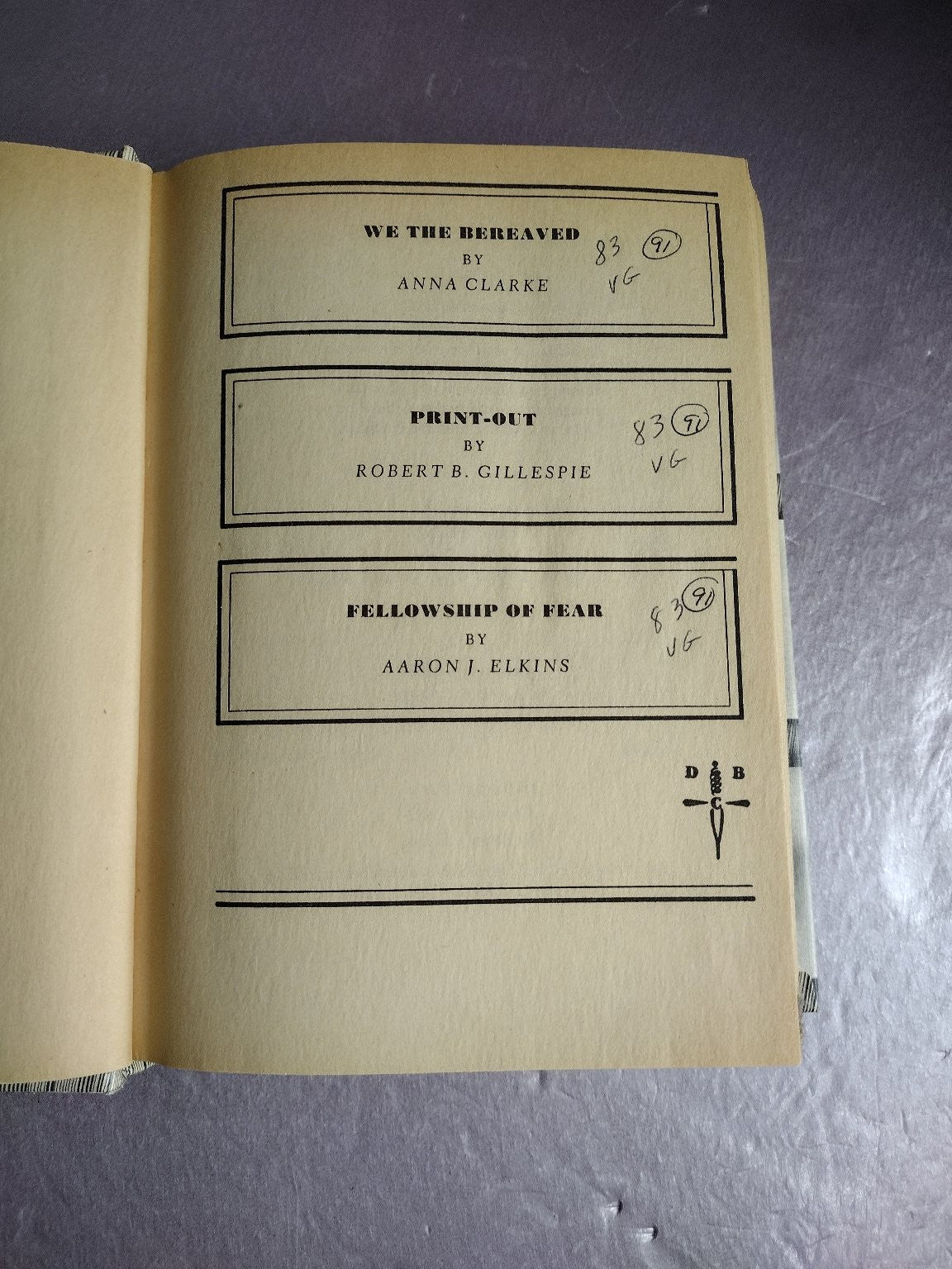 We the Bereaved Print-Out Fellowship of Fear 1983 Detective Book Club Omnibus