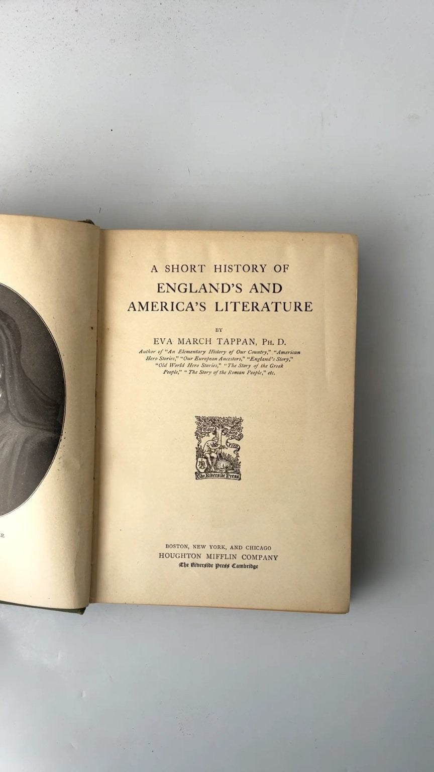 A Short History of England's and America's Literature Eva M. Tappan 1921 Antique