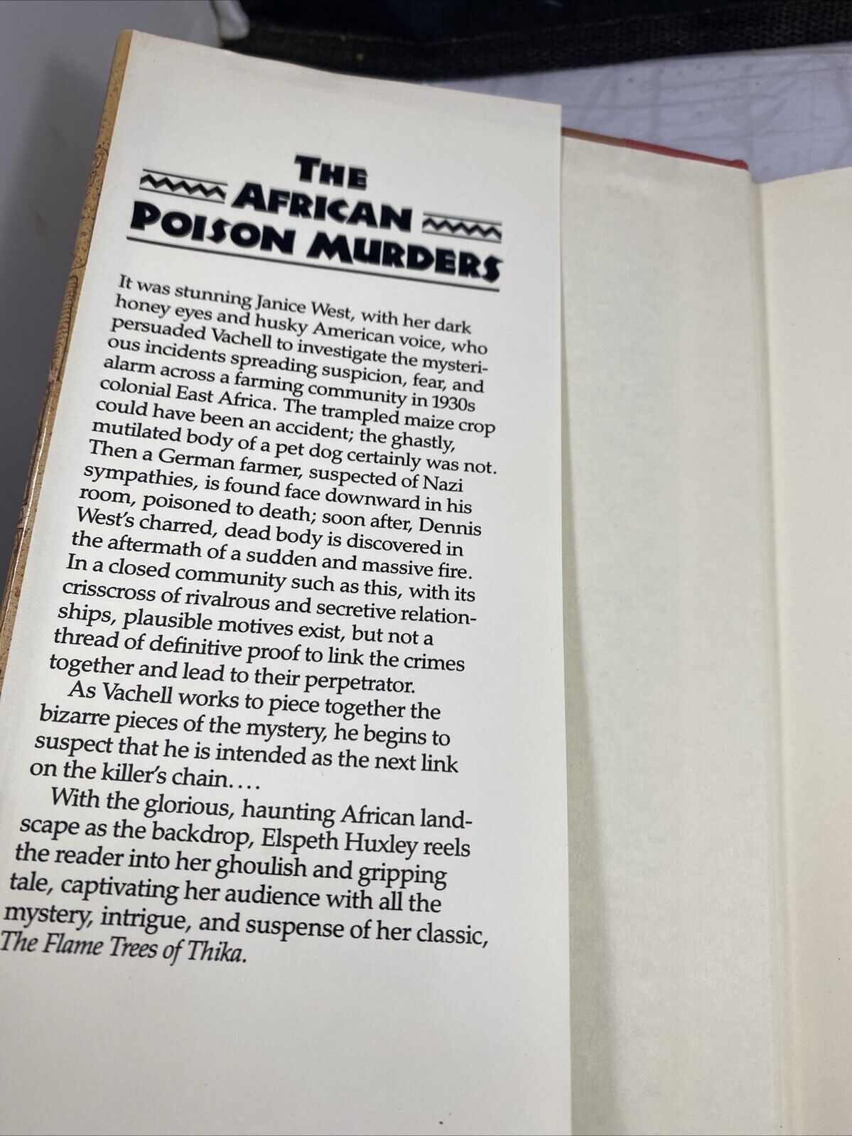 1988 THE AFRICAN POISON MURDERS Elspeth Huxley HB DJ Mystery Suspense Novel