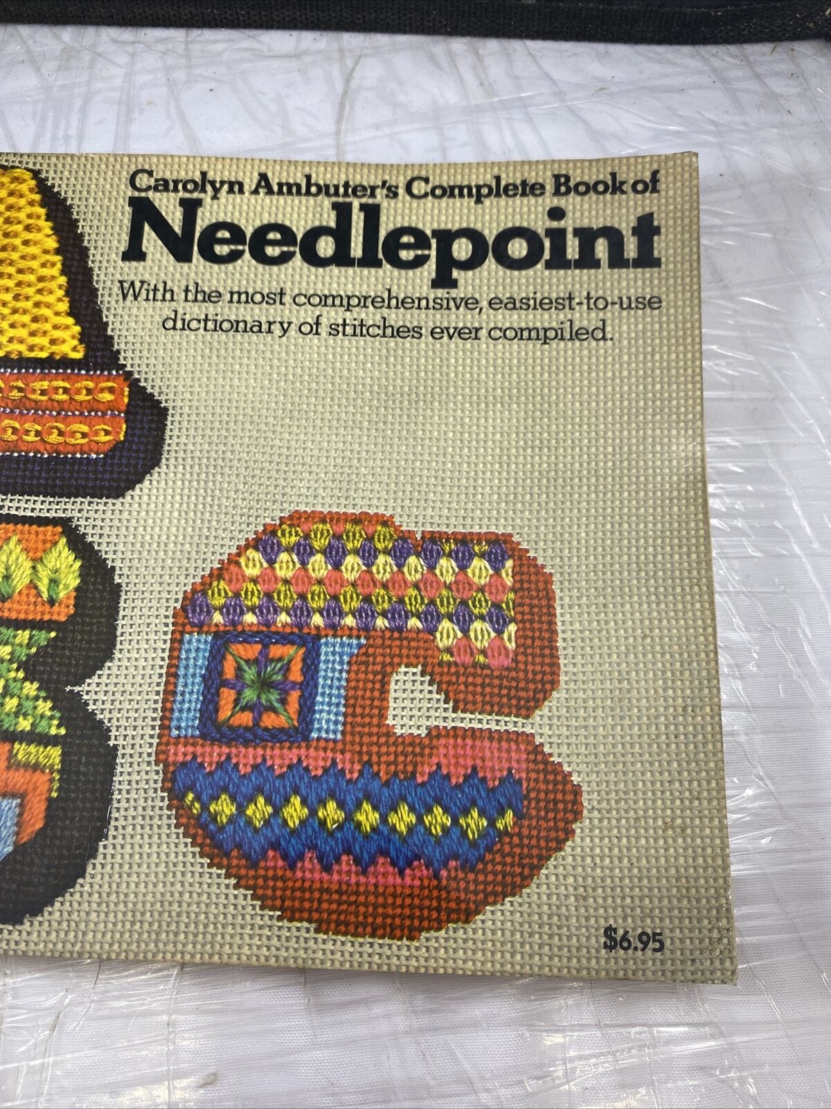 1972 Carolyn Ambuter's Complete Book Needlepoint Easy Stitch Vintage 70s Craft