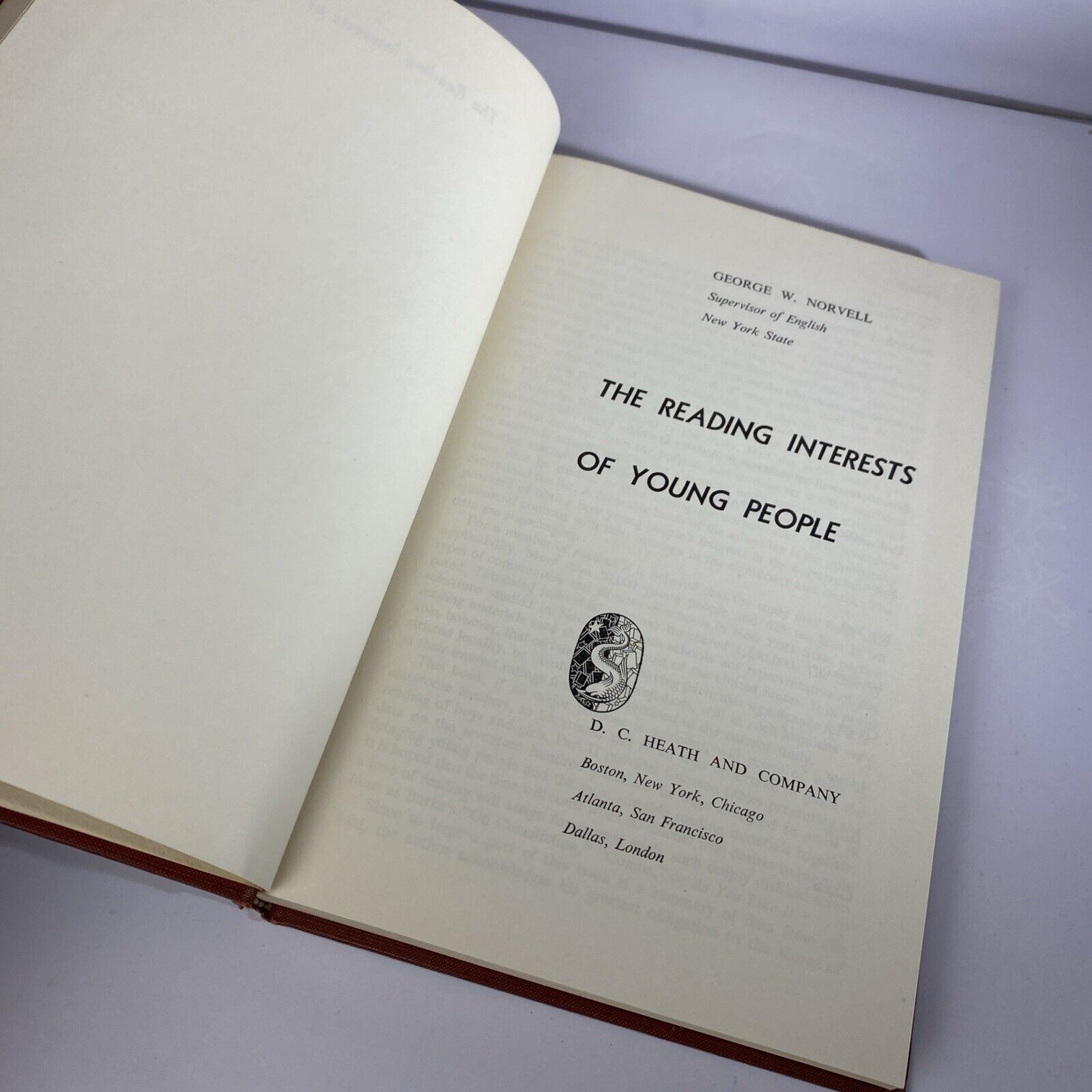 The Reading Interests Of Young People by George Norvell 1950 HC Vintage Textbook