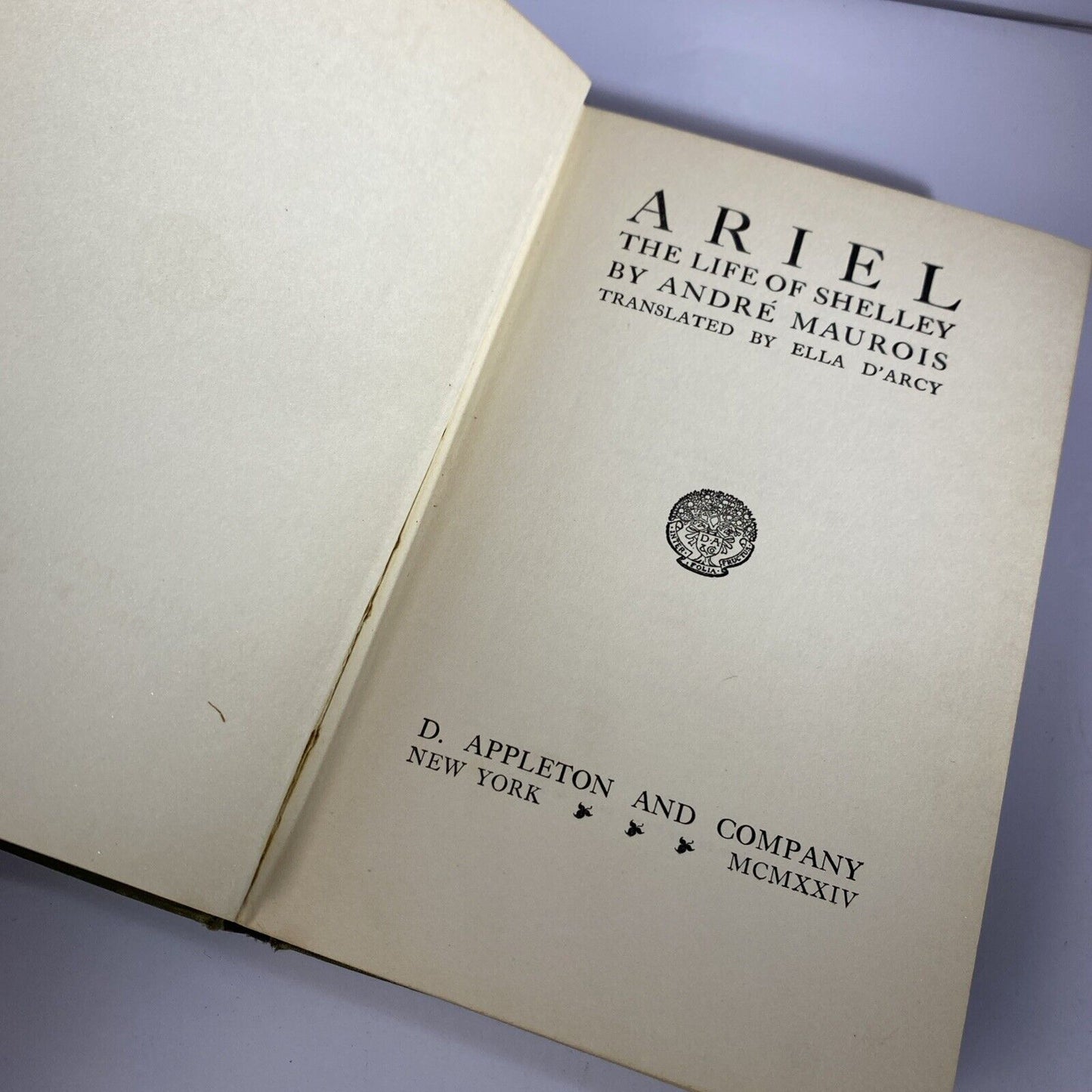 Ariel The Life of Shelley by Andre Maurois 1924 Hardcover Green Antique Novel