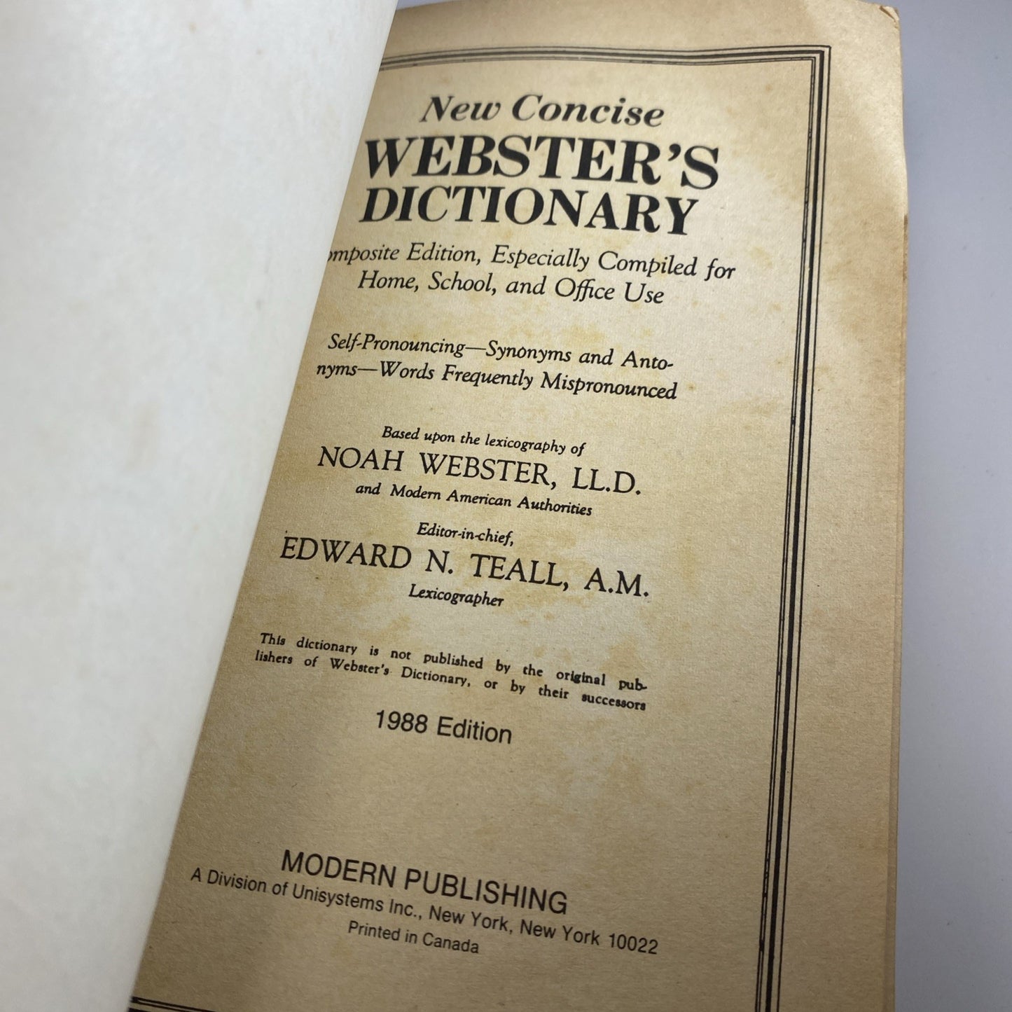 Vintage 80s Paperback Dictionary New Concise Webster's Dictionary