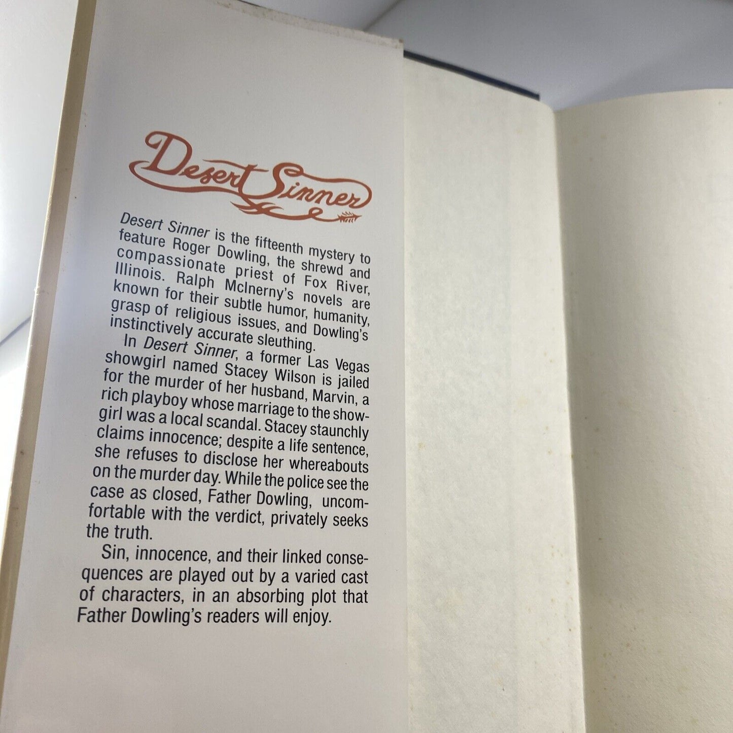 Desert Sinner by Ralph McInerny (1992, Hardcover) Very Good Vintage Book