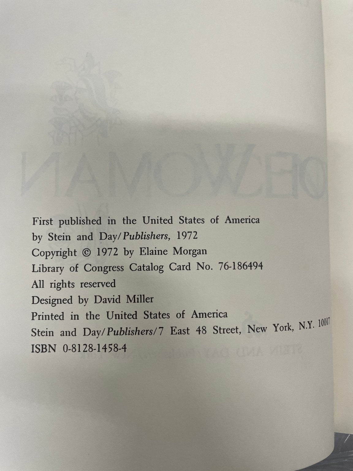 The Descent of Woman Elaine Morgan 1972 First Edition Evolution Illustrated