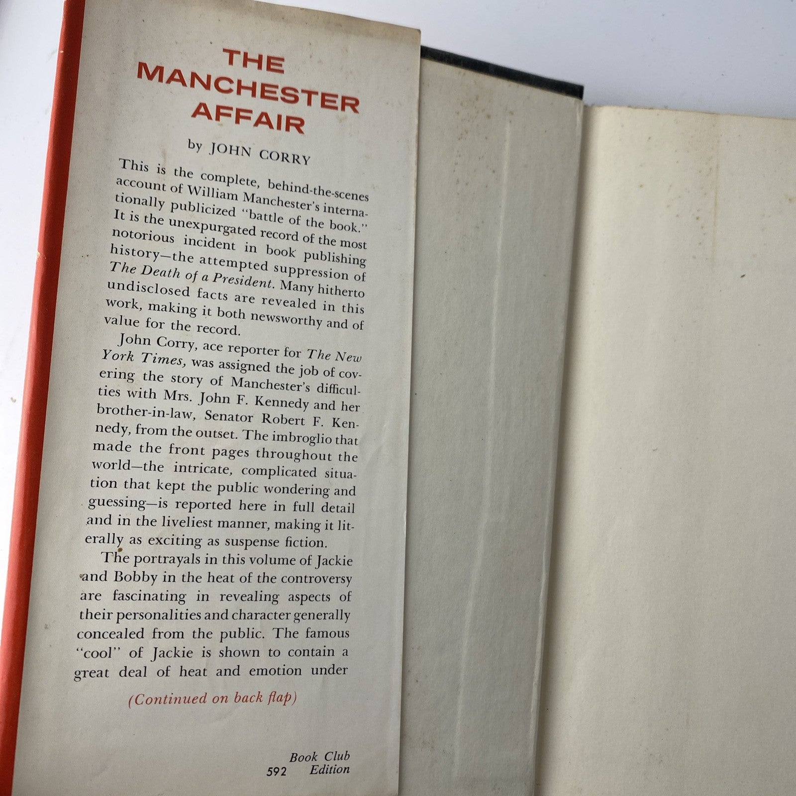 The Manchester Affair by John Corry 1967 HC BCE - JFK Coverup