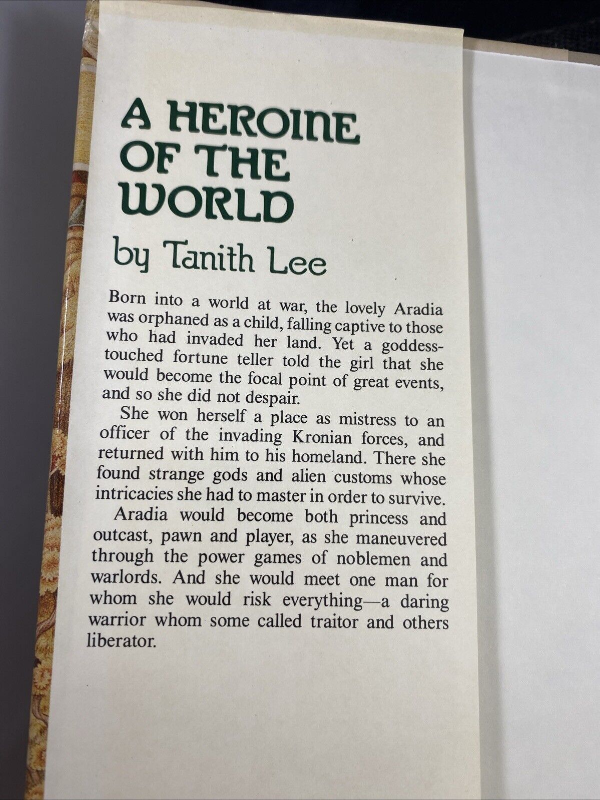 A Heroine Of The World Hardcover Book By Tanith Lee Fantasy DAW No. 788