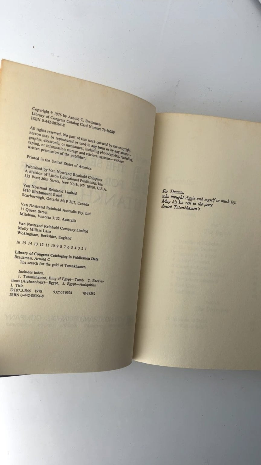 The Search for the Gold of Tutankhamen Arnold C. Brackman 1976 Van Nostrand